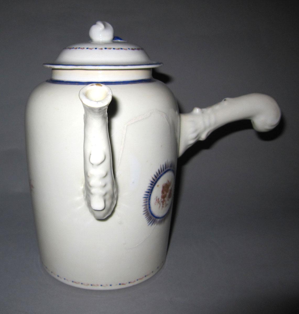 1961.0681 A,B Porcelain chocolate pot face four