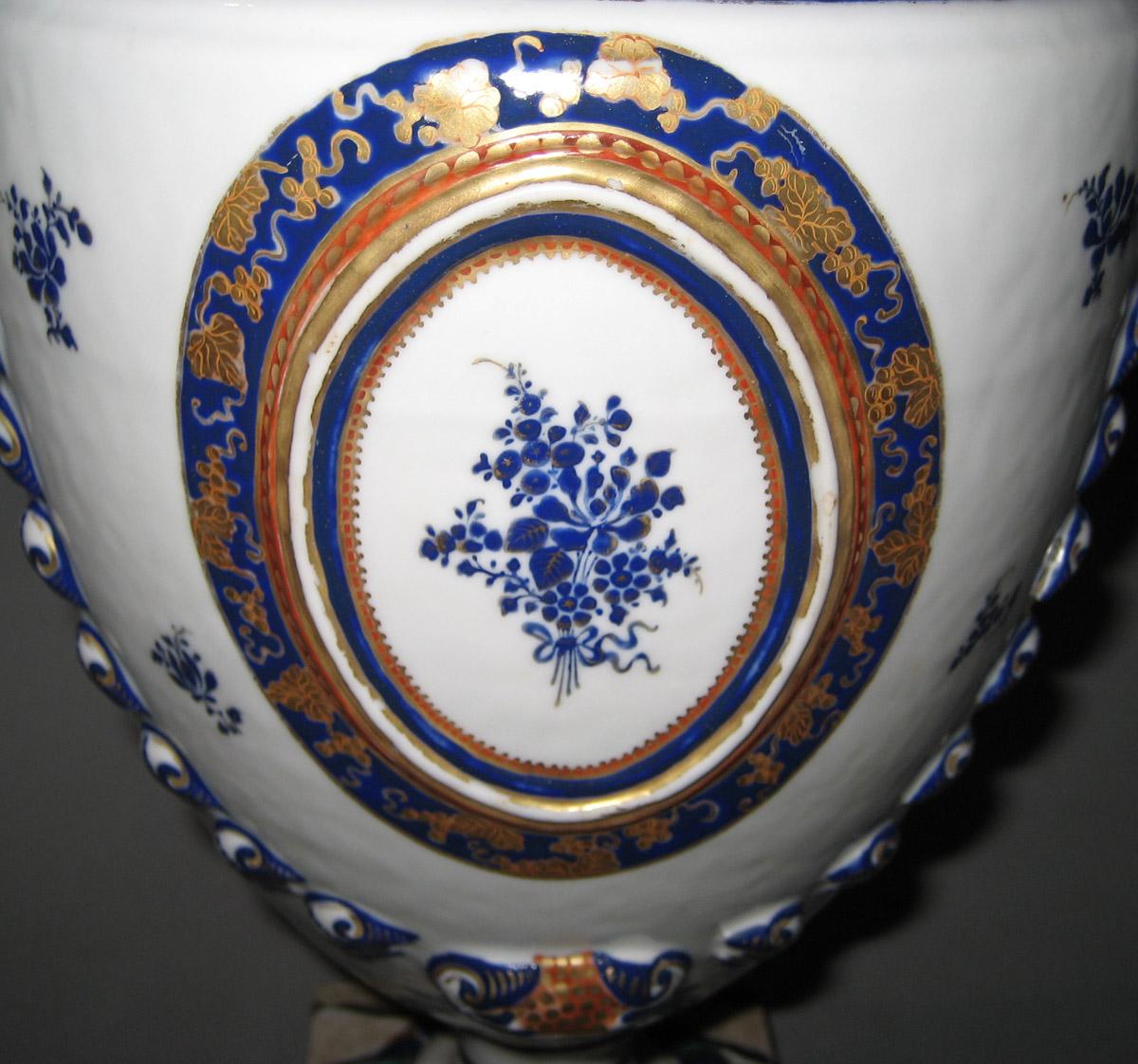 1961.0688.002 A, B Porcelain Urn and Cover detail medallion