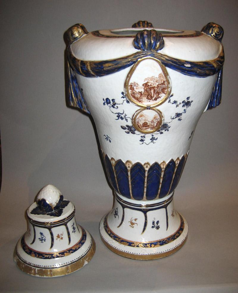 1961.0689 A, B Porcelain Urn and cover overall