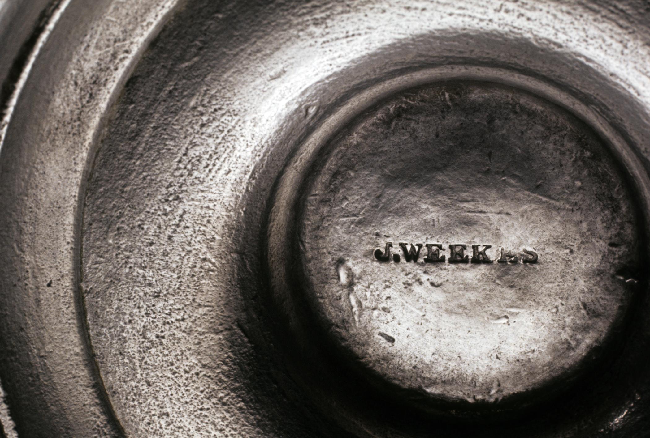 1955.0038.039 Pewter candlestick (marks)