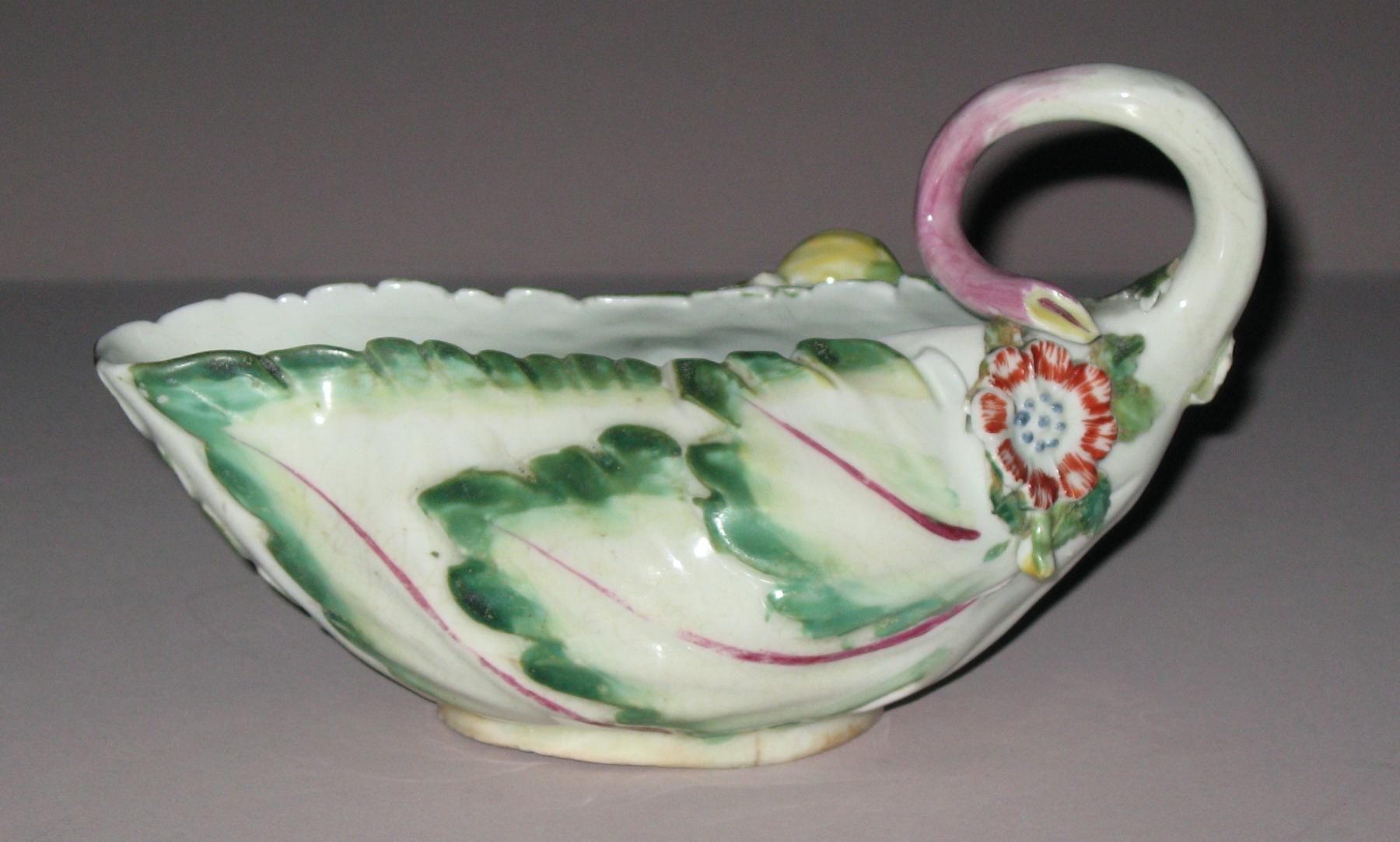 1961.0927 Possibly Chelsea porcelain sauceboat