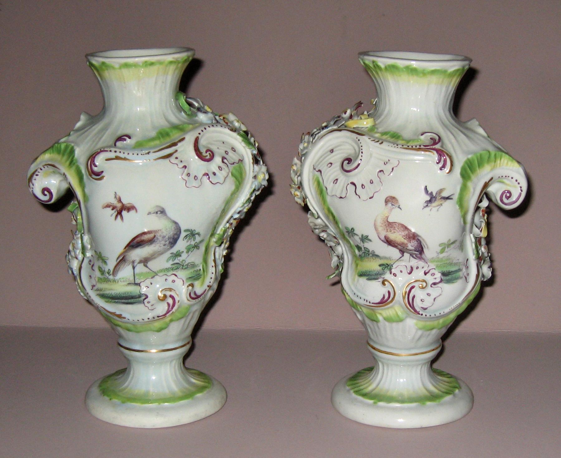 1961.0928.001, .002 Derby porcelain flower containers (view 2)
