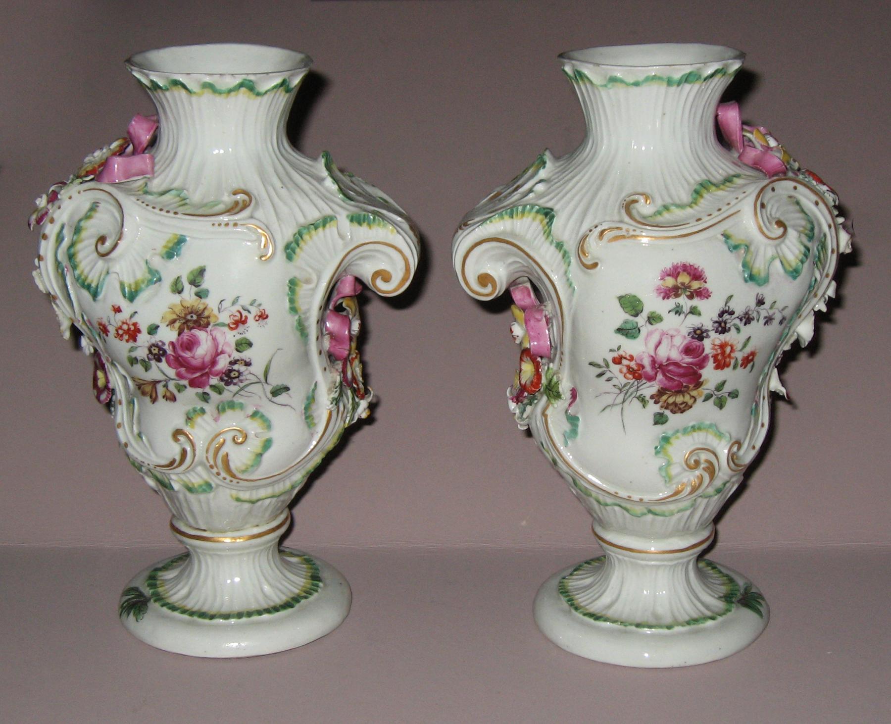 1961.0930.002, .001 Derby porcelain flower containers (vases) (side 2)