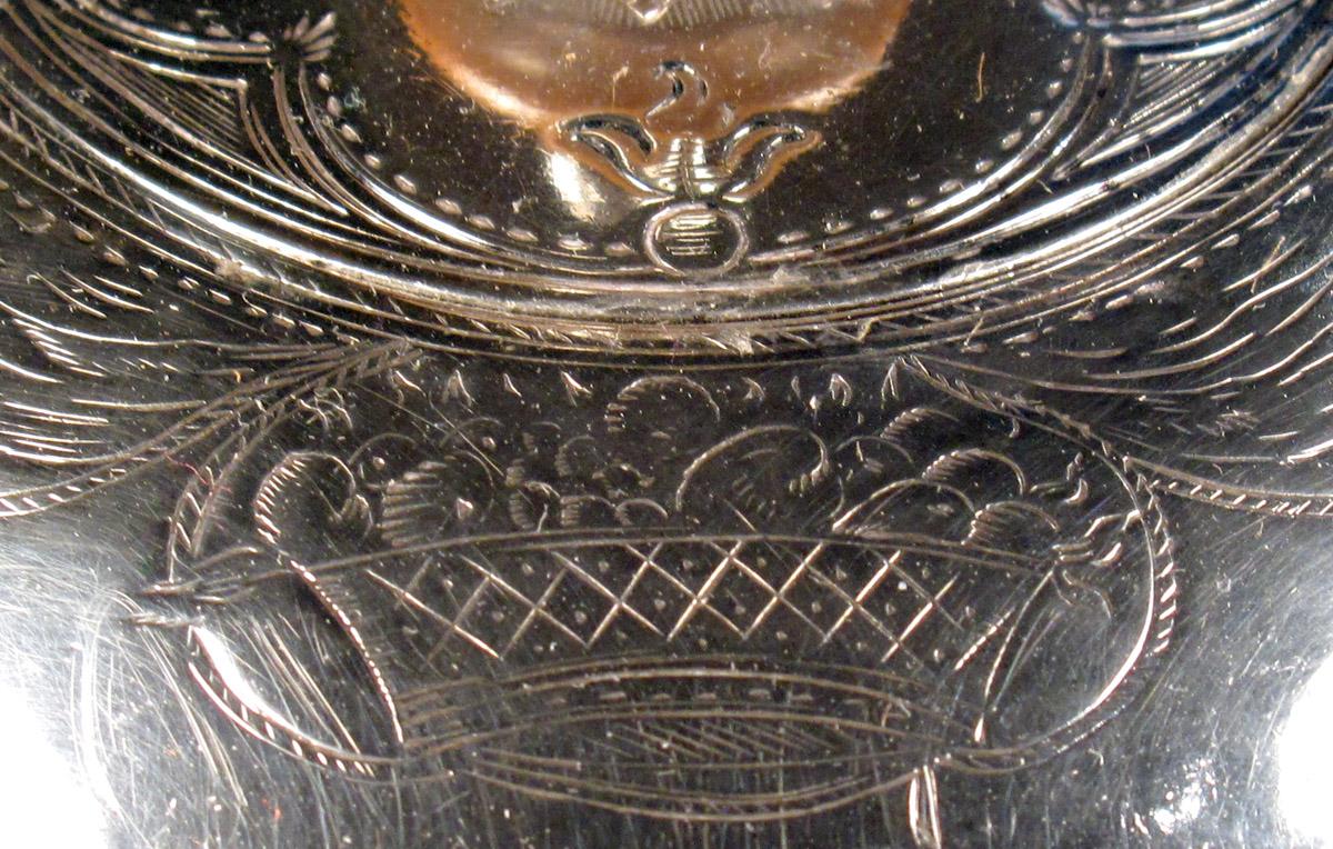 1961.0937 Silver and wood Teapot detail decoration