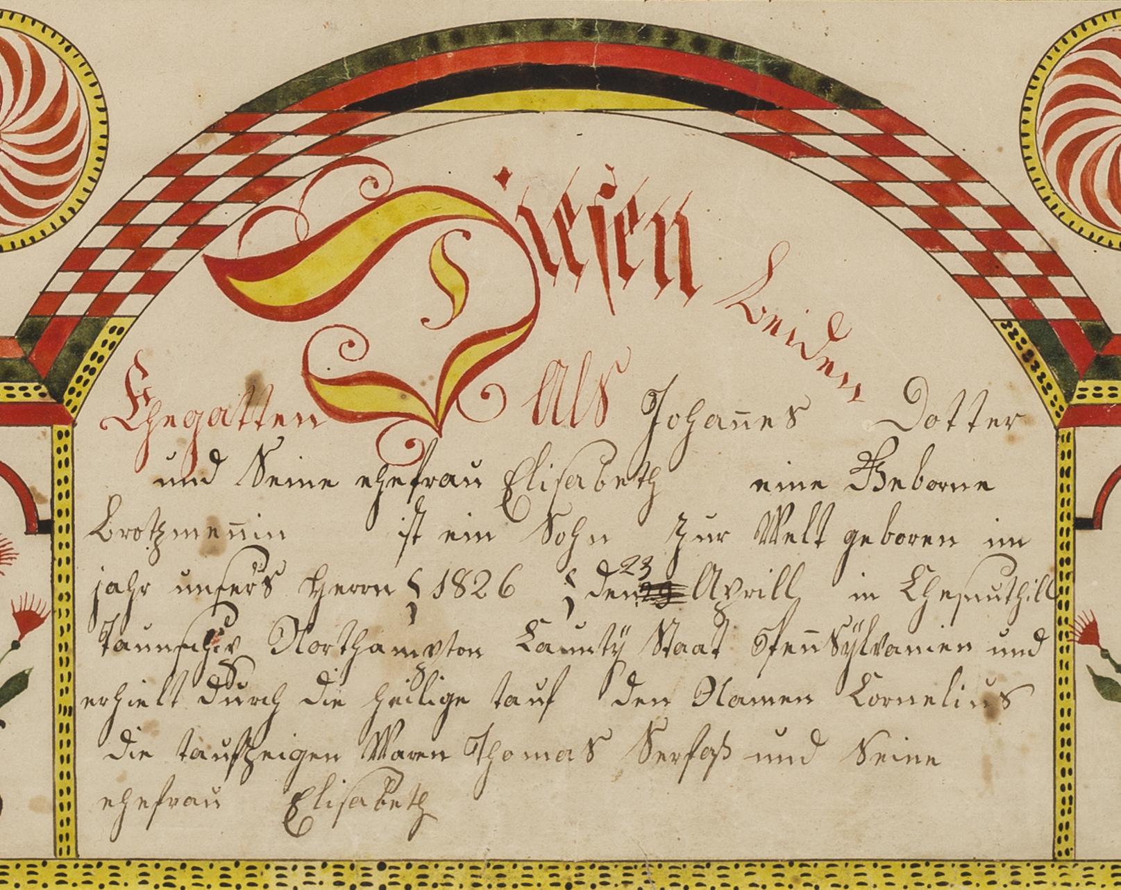 1961.1105 Fraktur, detail 2