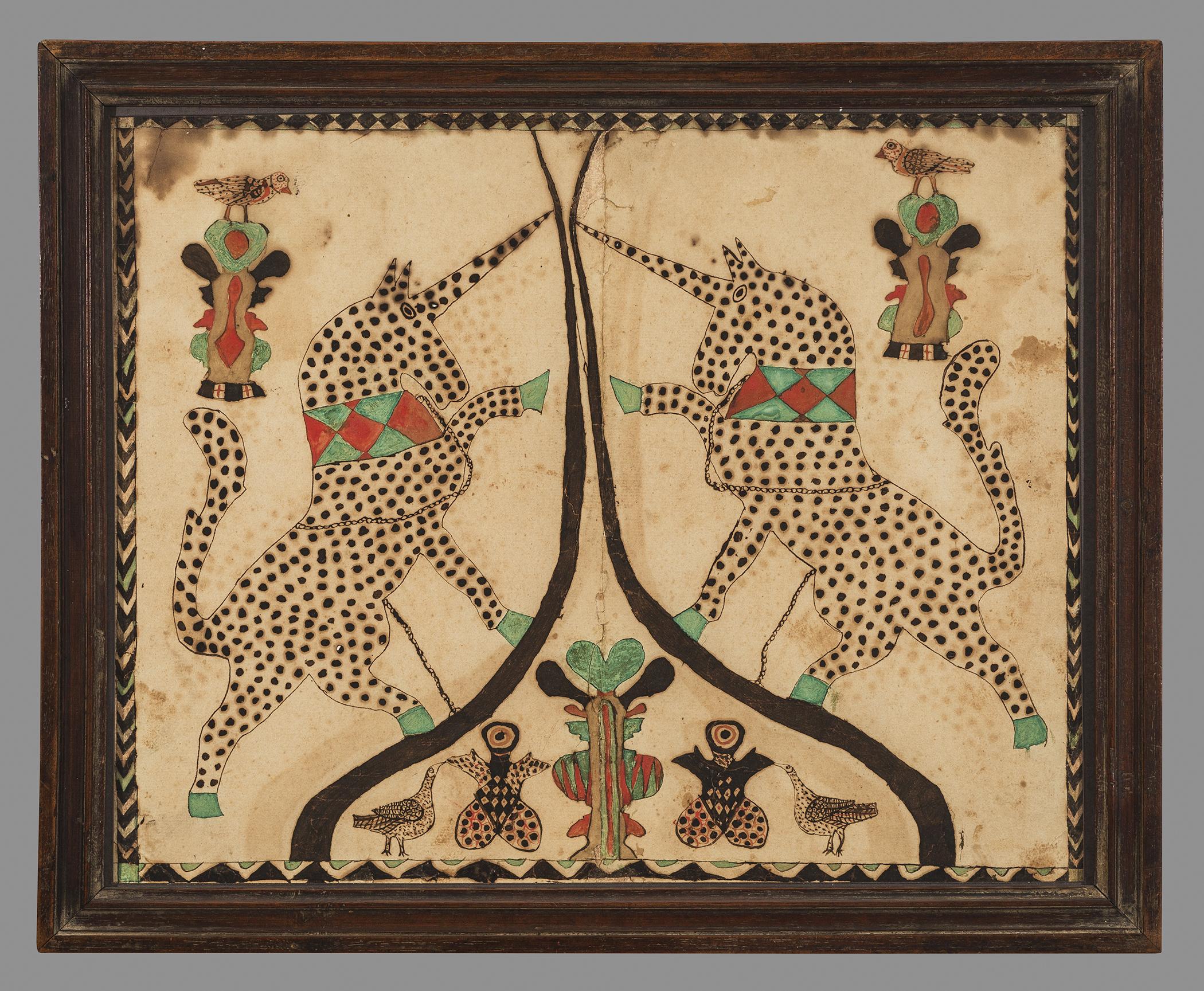 1961.1113 Fraktur, 1957.1171 Frame, view 1