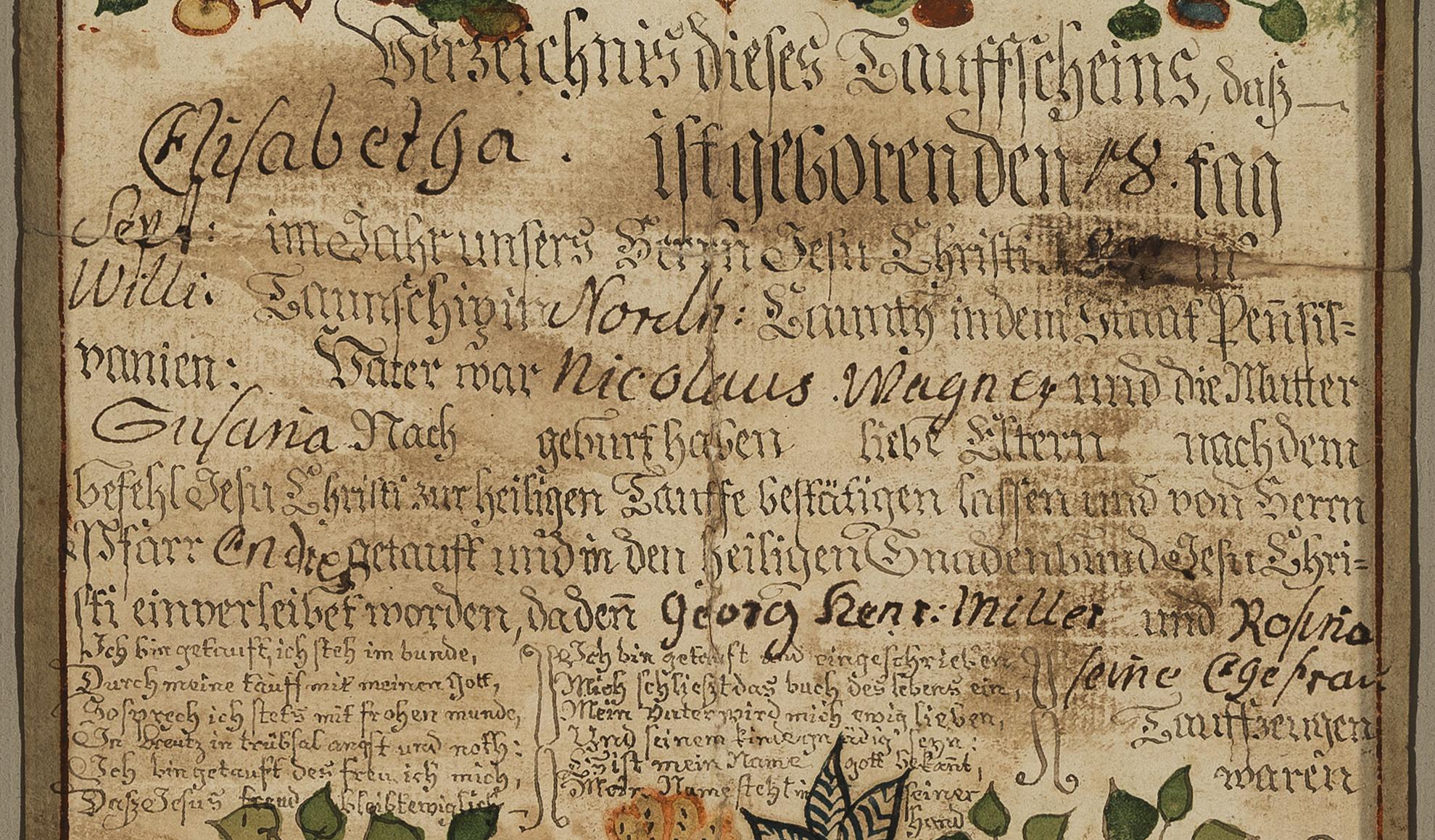 1961.1126 A Fraktur, detail 2