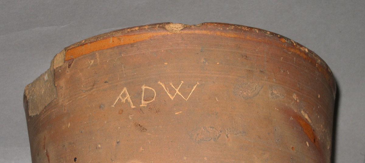 1961.1751 Sugar Cone Mold (initials)
