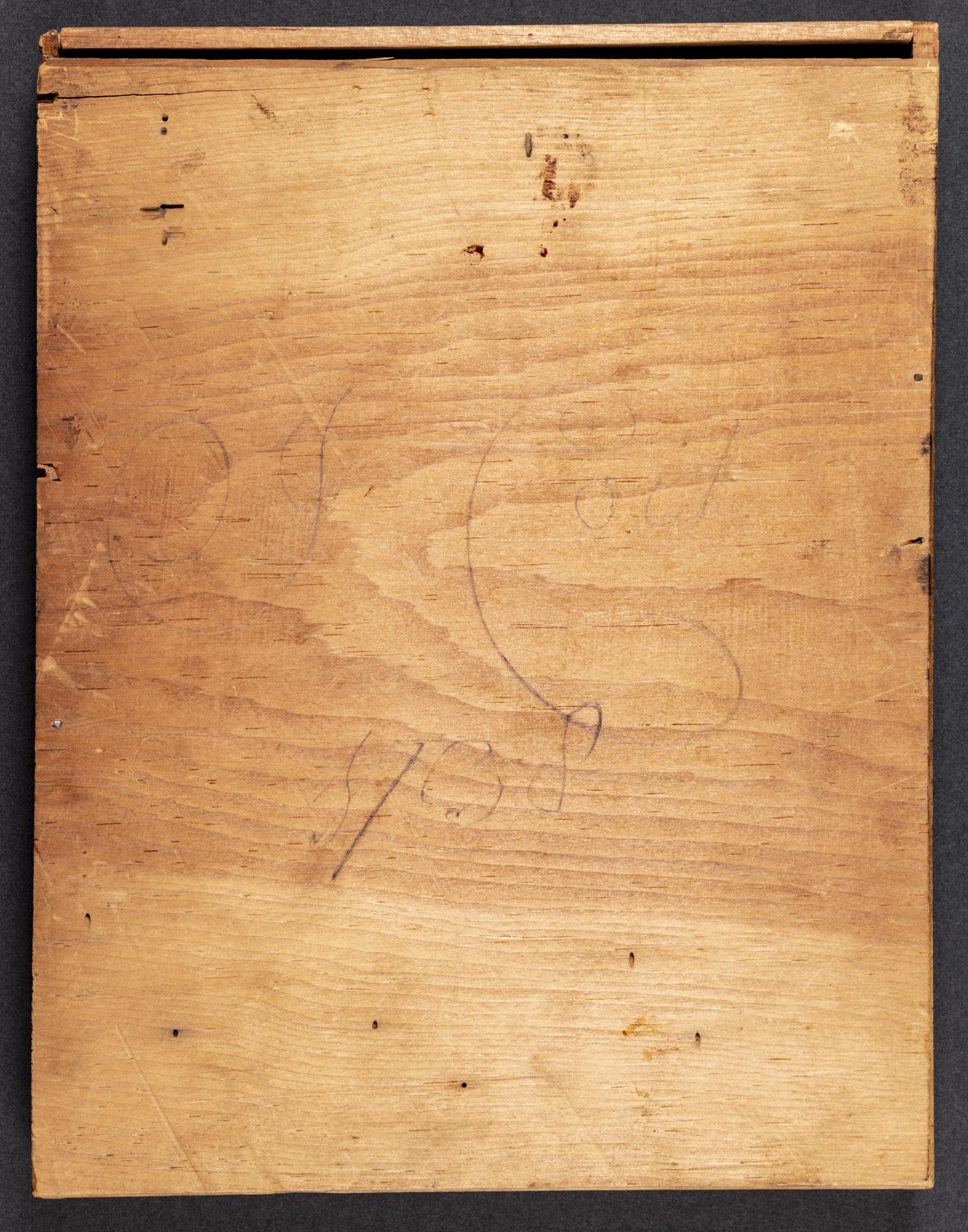 1962.0087 Desk and bookcase, detail 3, inscription