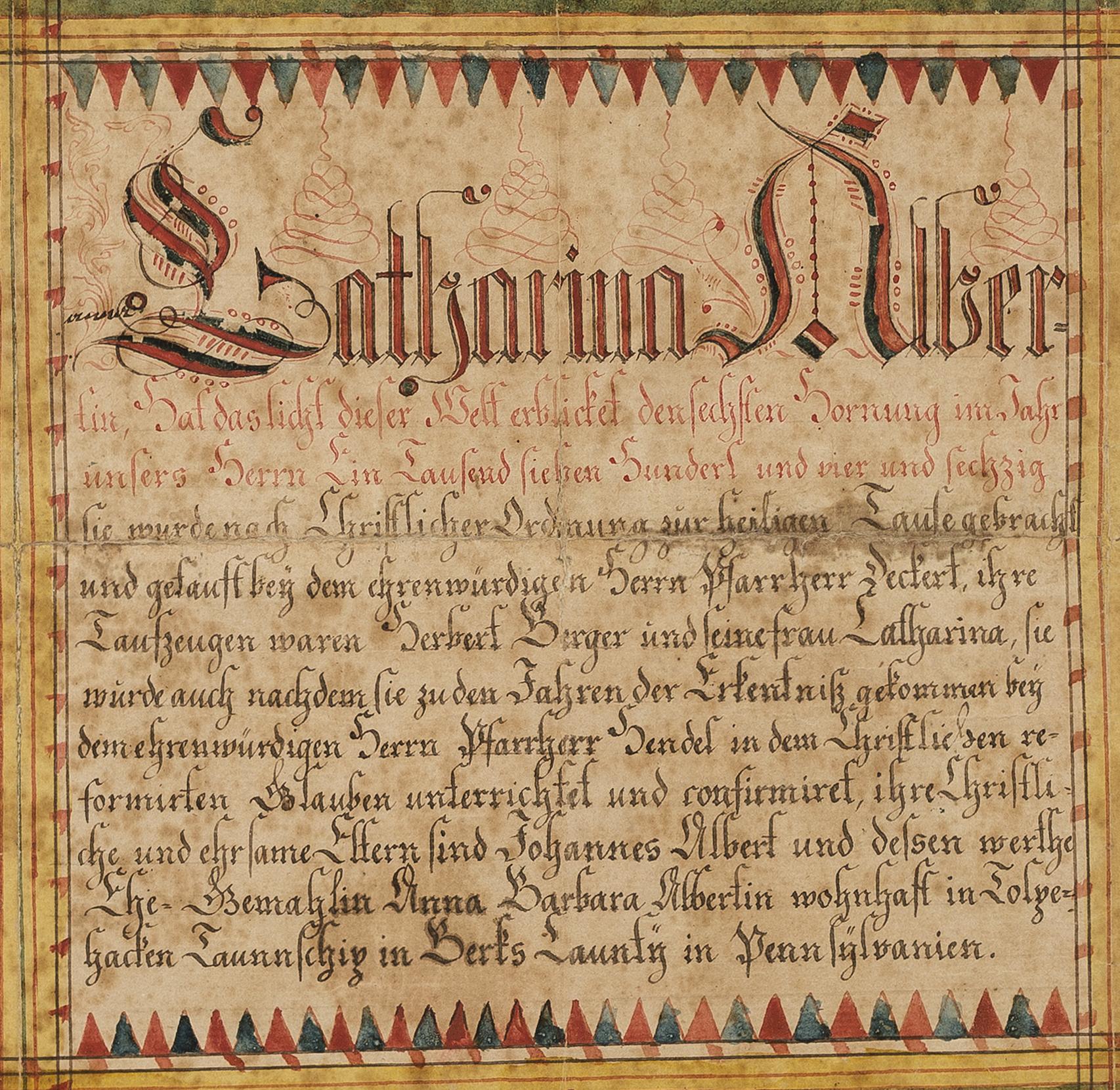 1962.0186 A Fraktur, detail 1