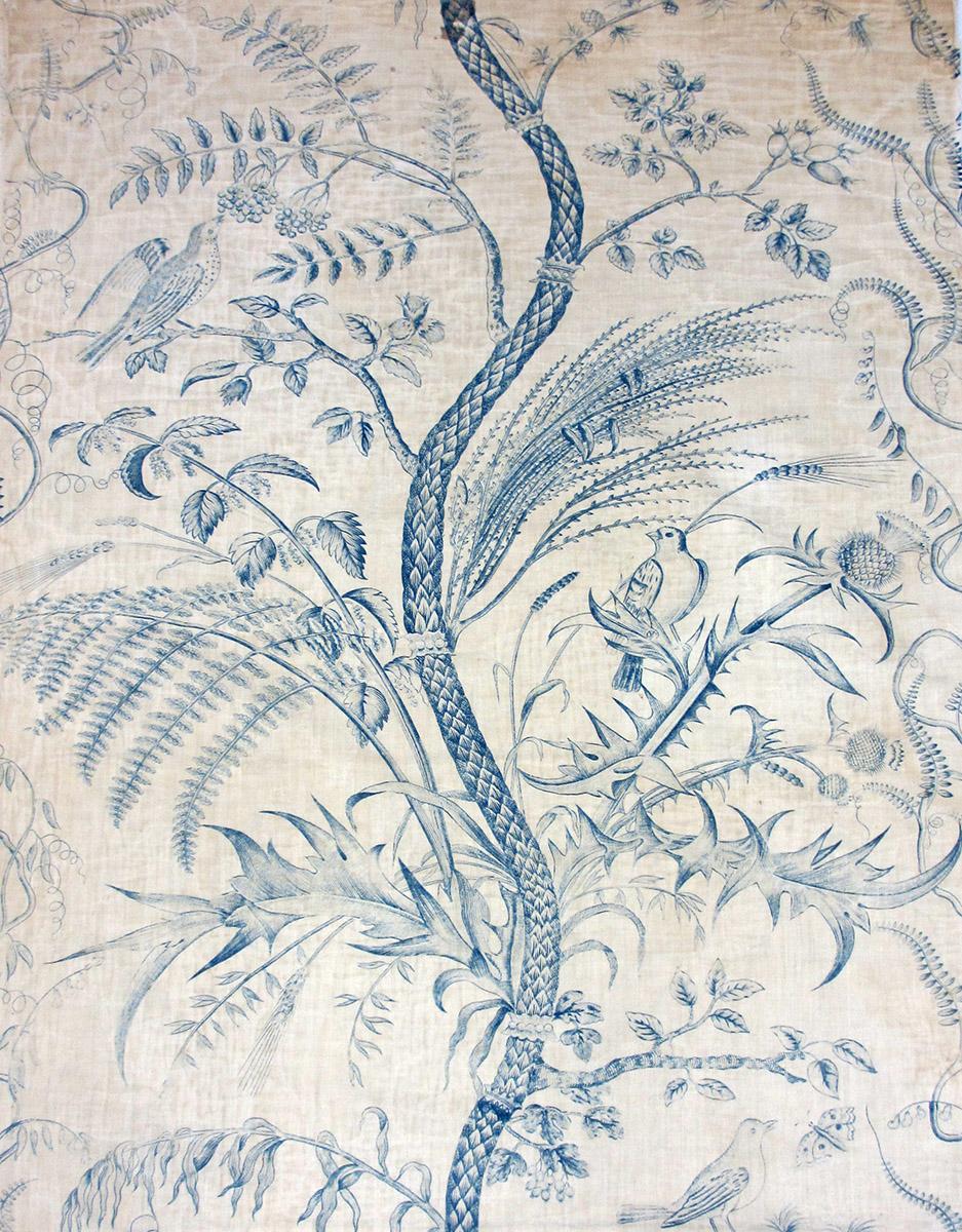 T173 textile, printed design repeat blue