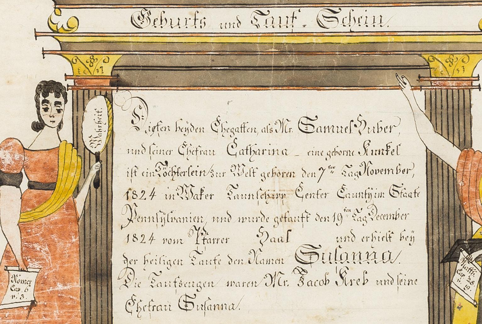 1962.0206 Fraktur, detail 1