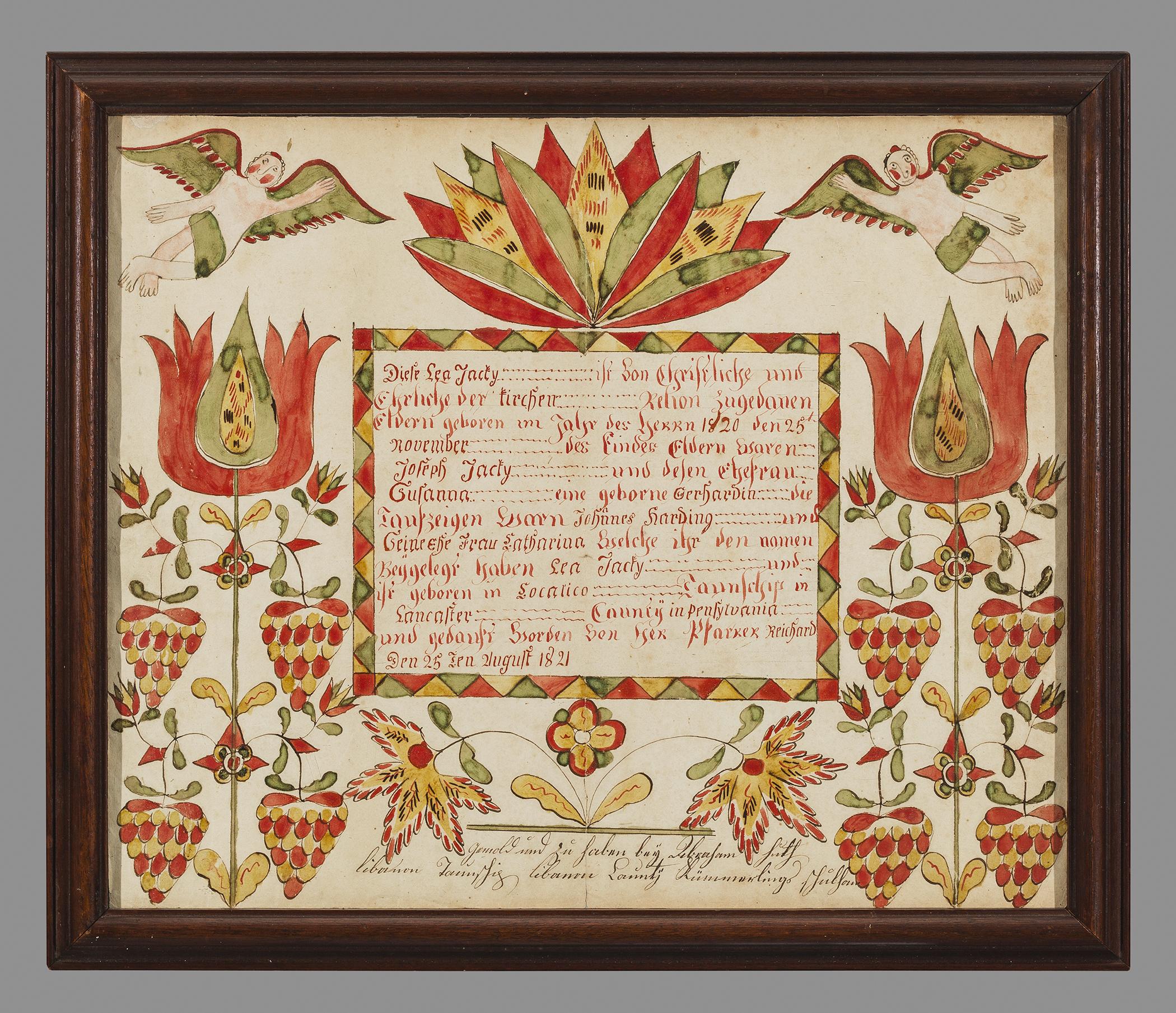 1952.0084 A Fraktur, B Frame, view 1