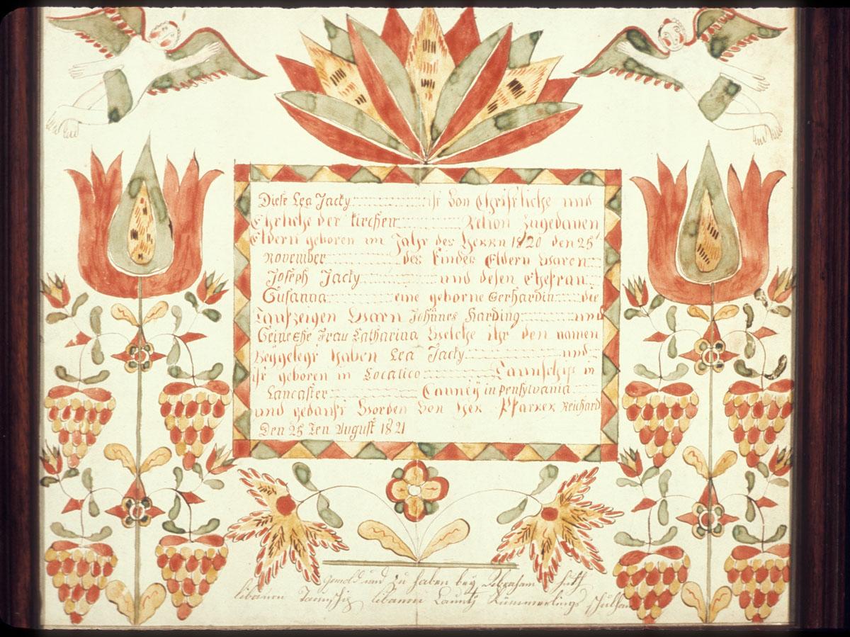 1952.0084 A Fraktur, B Frame, view 2