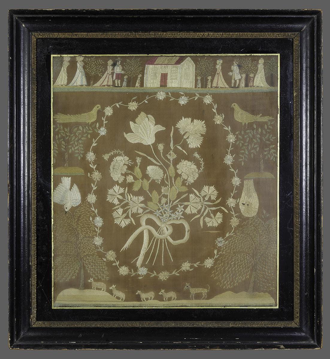 1955.0106 A-C Needlework Picture, Frame and Glass