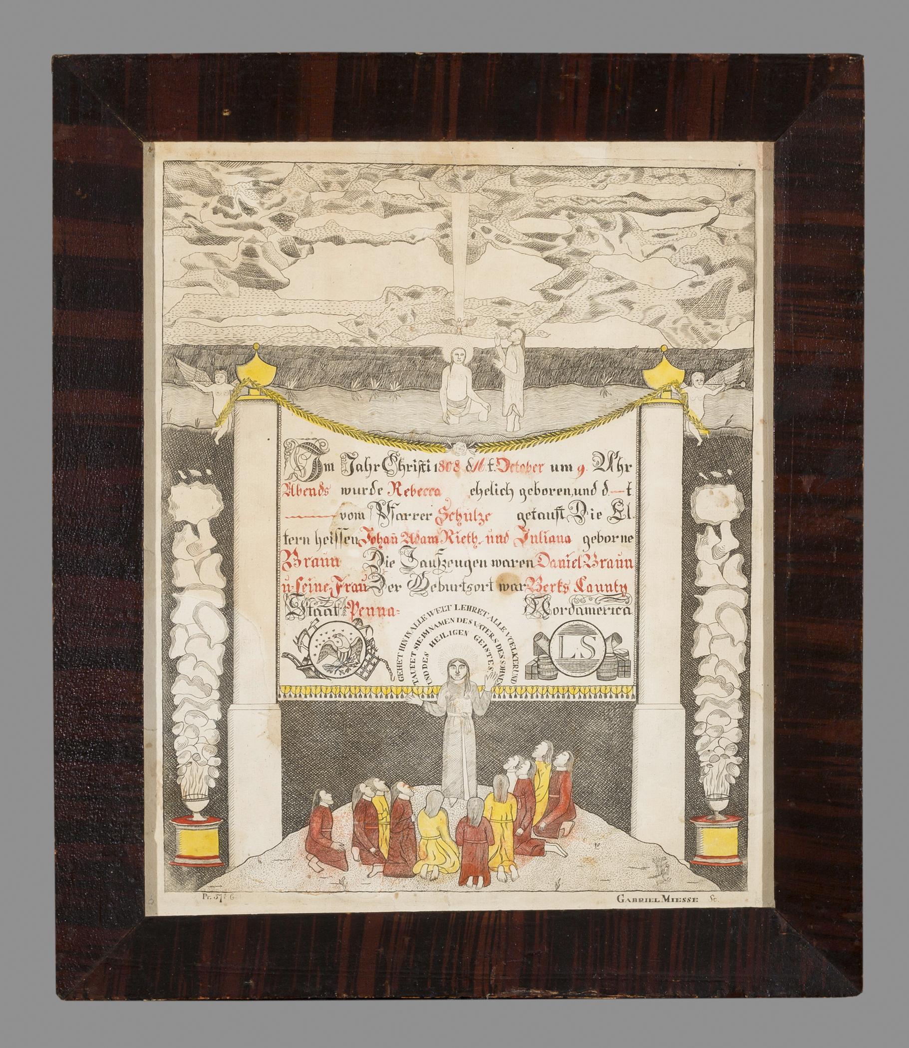 1955.0112.002 A Fraktur, B Frame, view 1