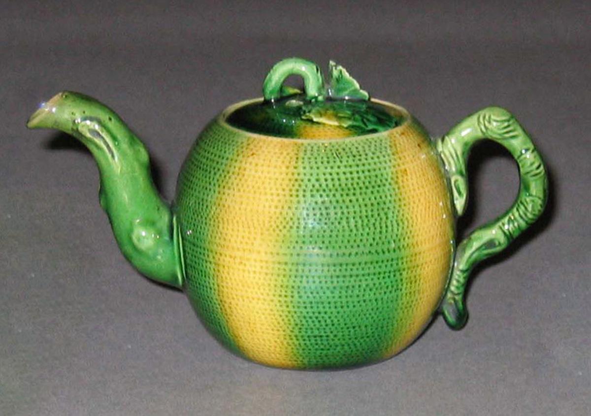 1955.0136.012 A, B Creamware (melon) teapot