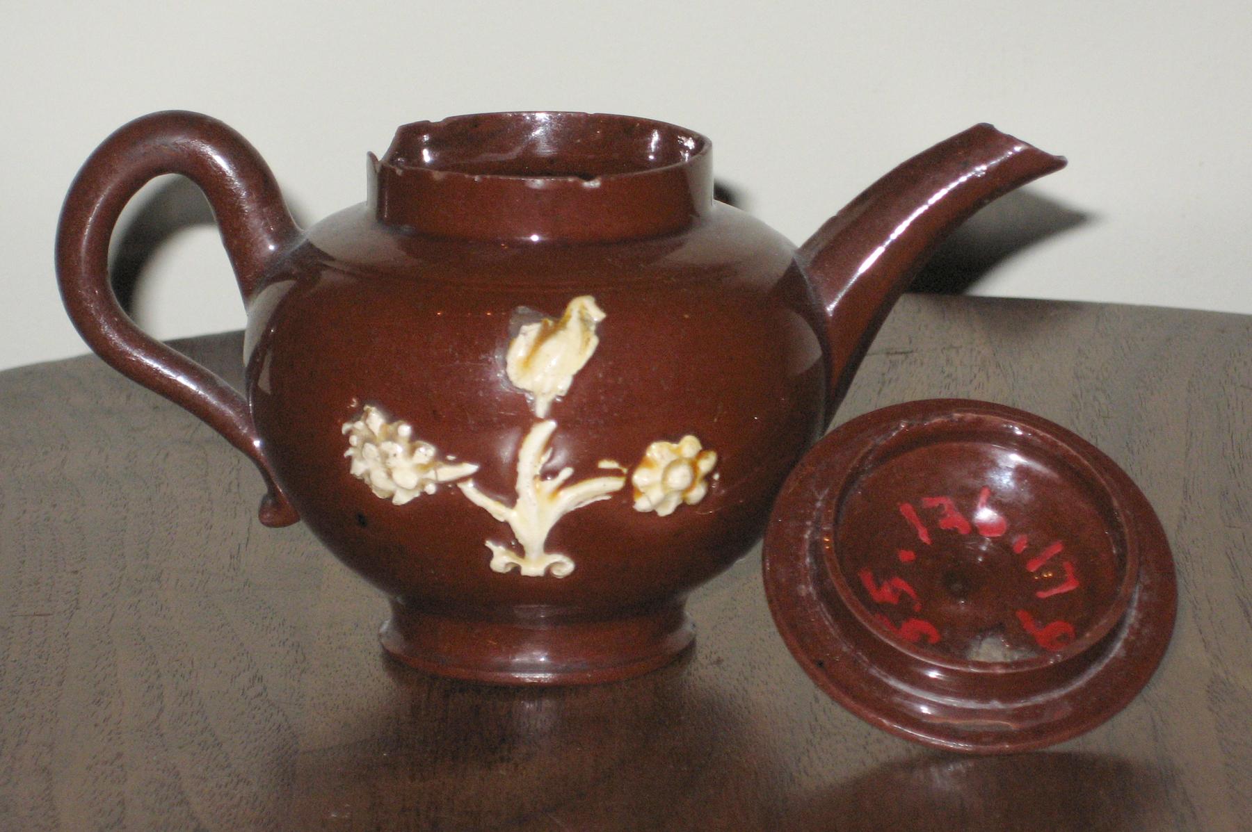 1955.0136.017 A, B Redware teapot