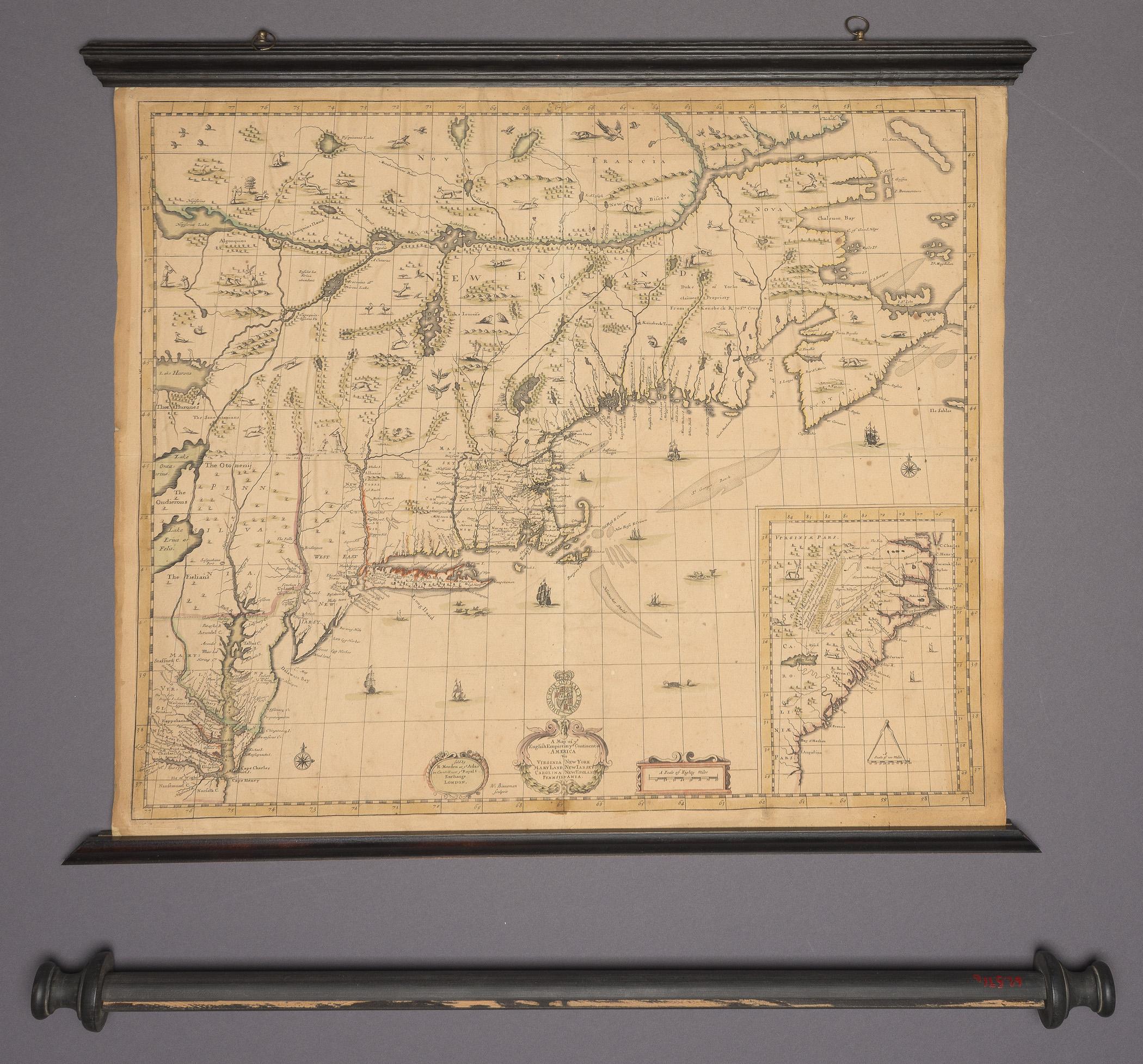 1959.0036 Map, 1962.0571 A, B Map Frame and Roller, view 1