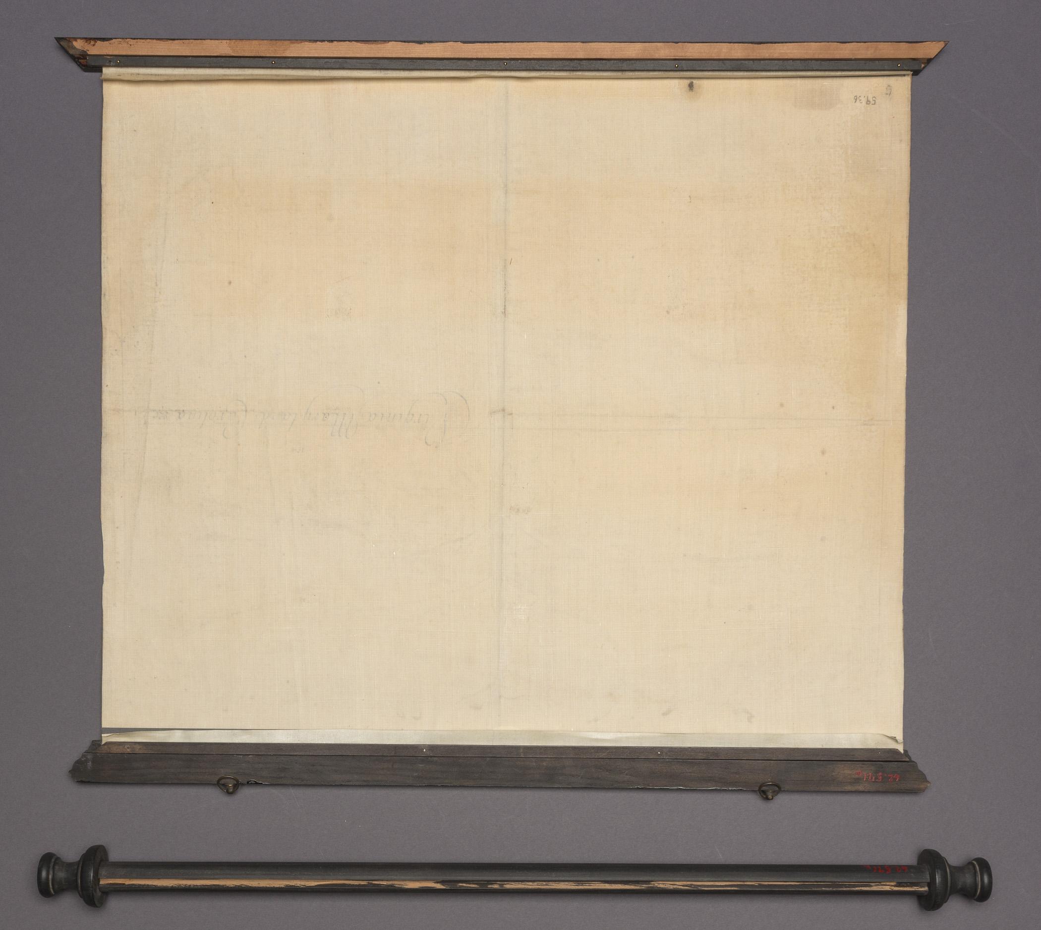 1959.0036 Map, 1962.0571 A, B Map Frame and Roller, view 3, reverse