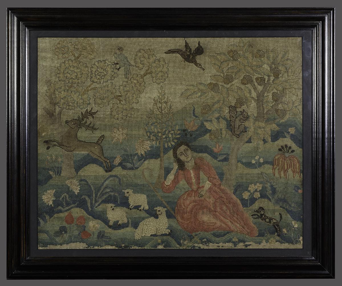 1962.0586 A Needlework Picture and modern un-numbered frame