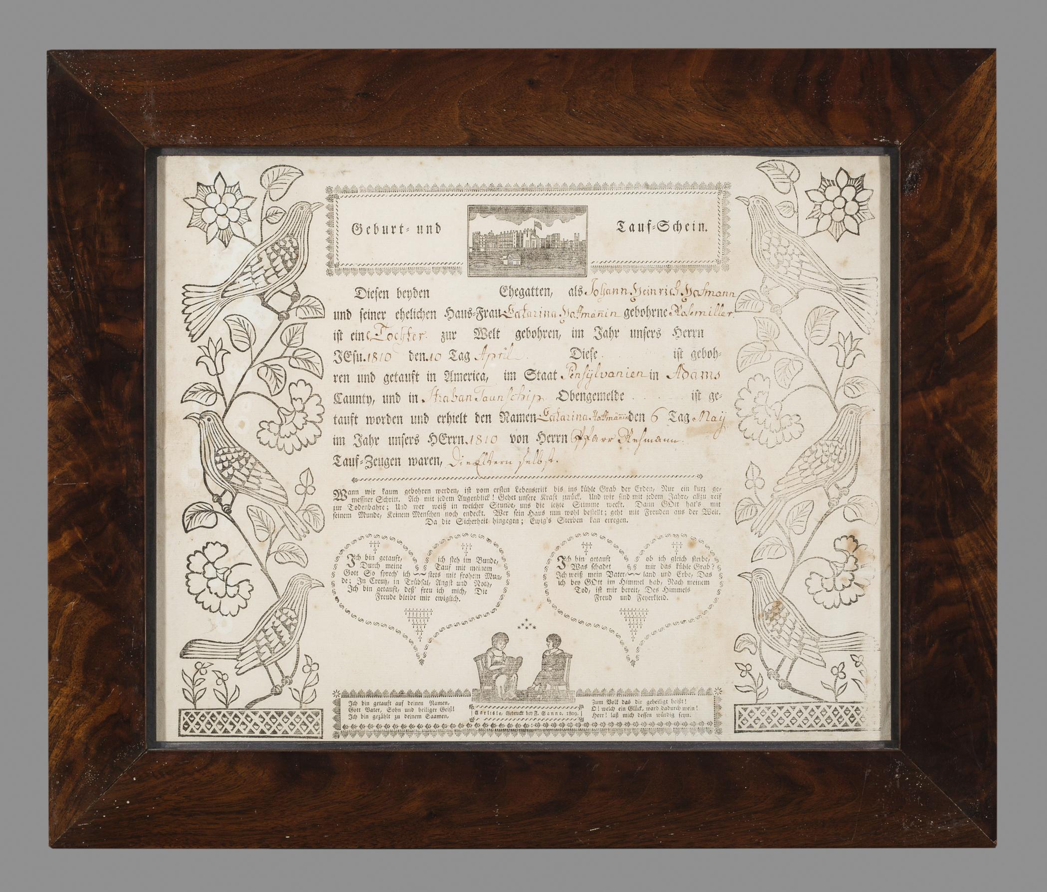 1963.0038 A Fraktur, B Frame, view 1