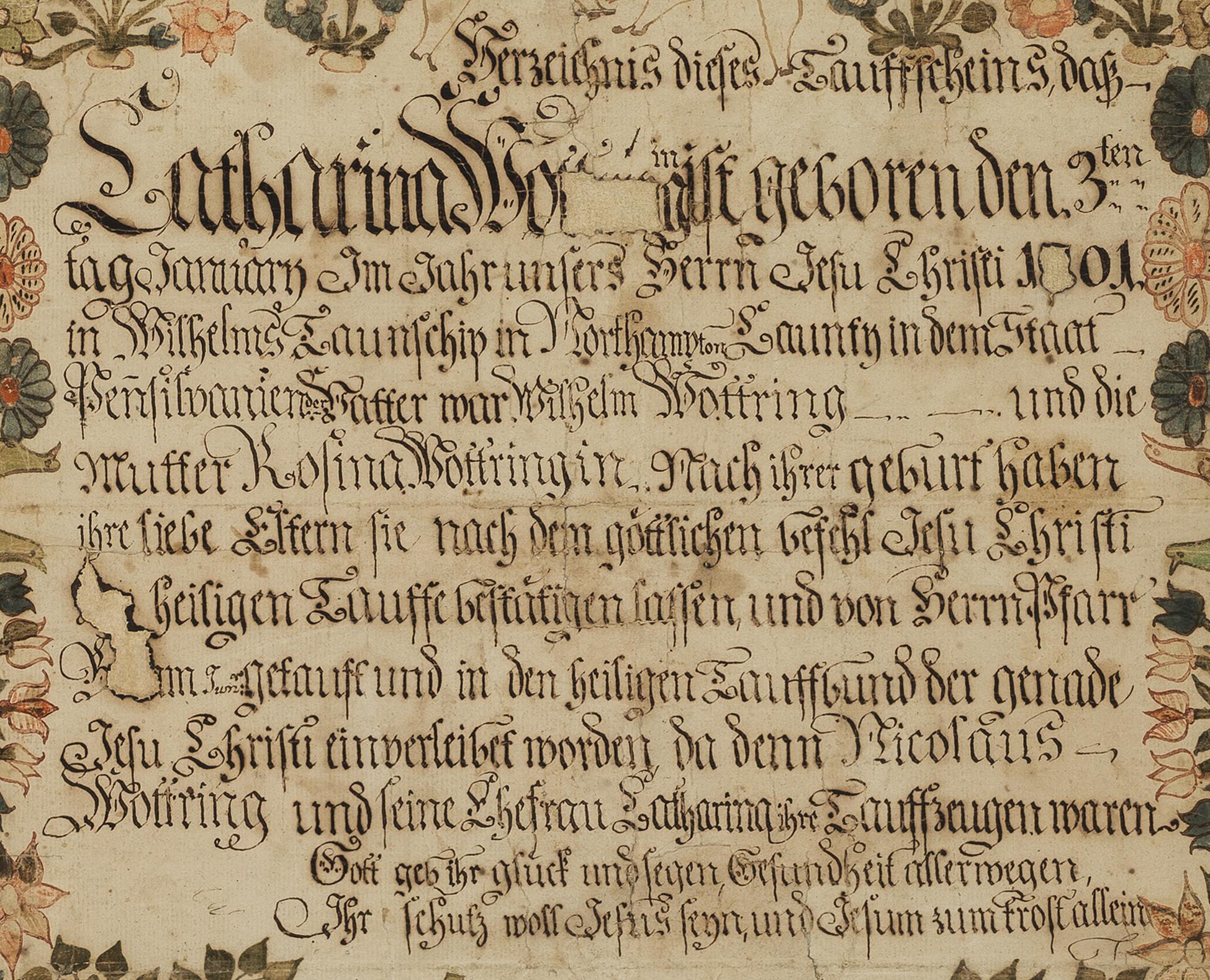 1963.0050 A Fraktur, detail 1