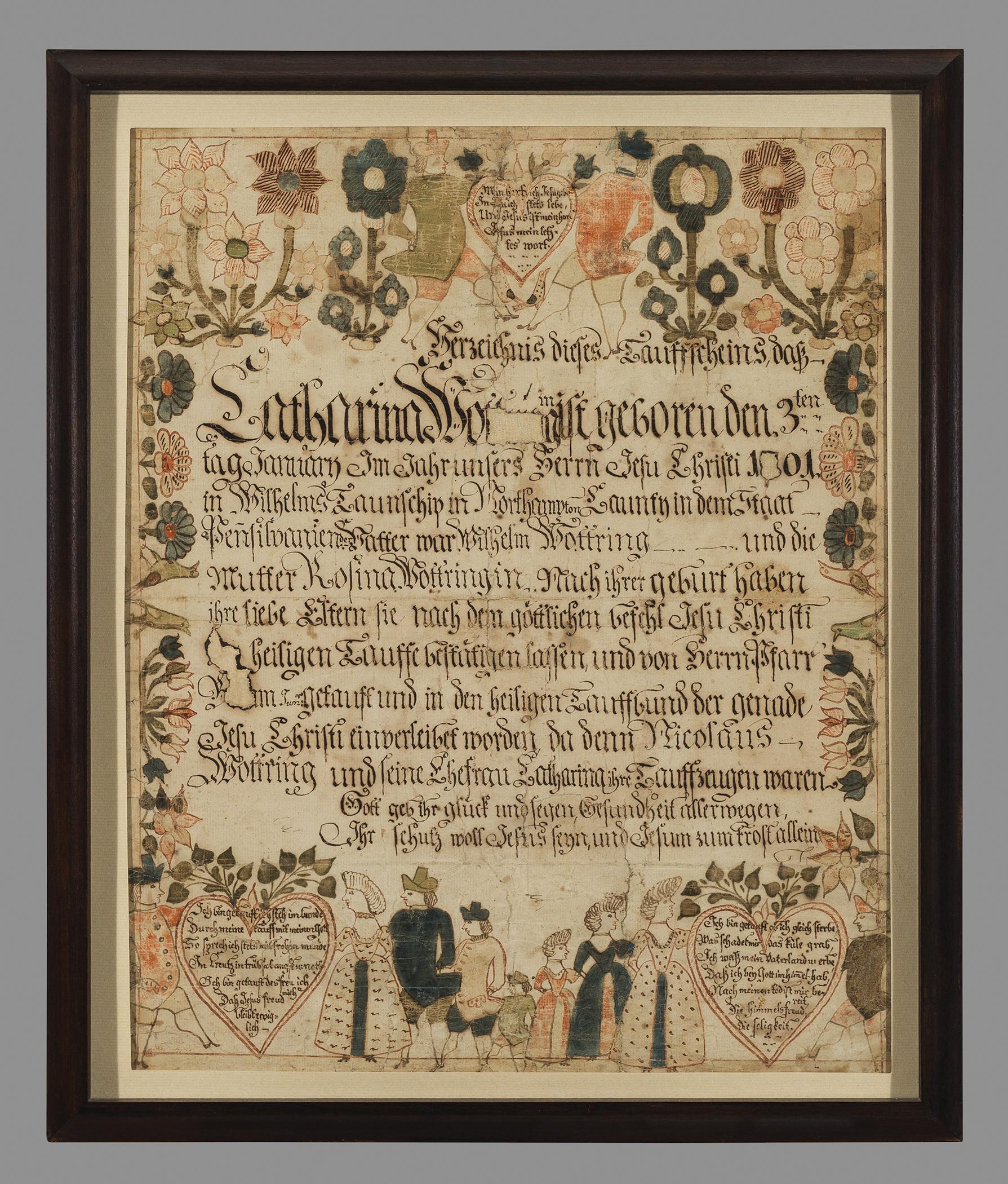 1963.0050 A Fraktur, B Frame, view 1