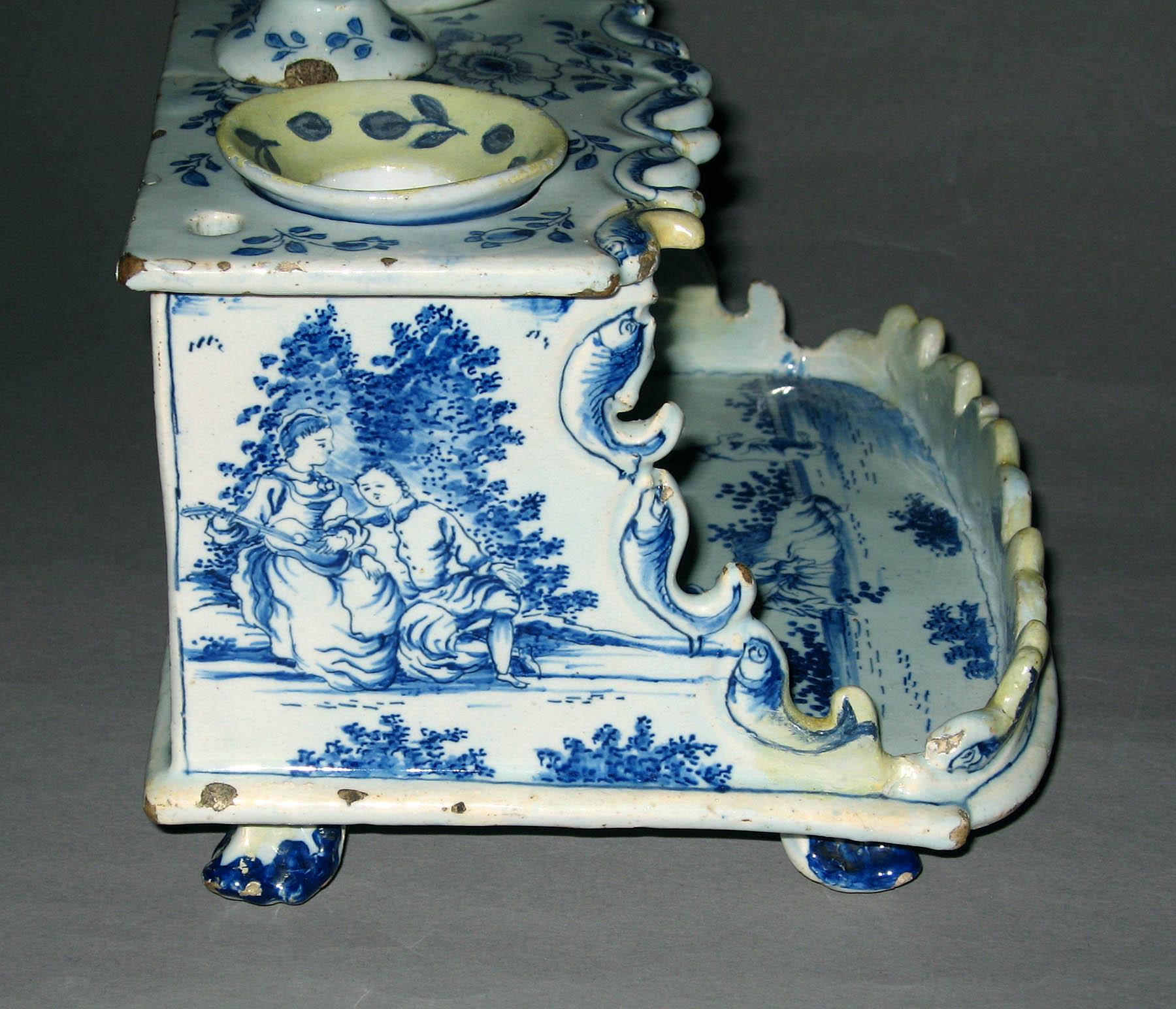 1963.0124 A- E Delft inkstand (left end)