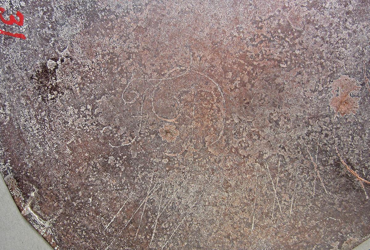 1963.0156.031, Plate, marks 3