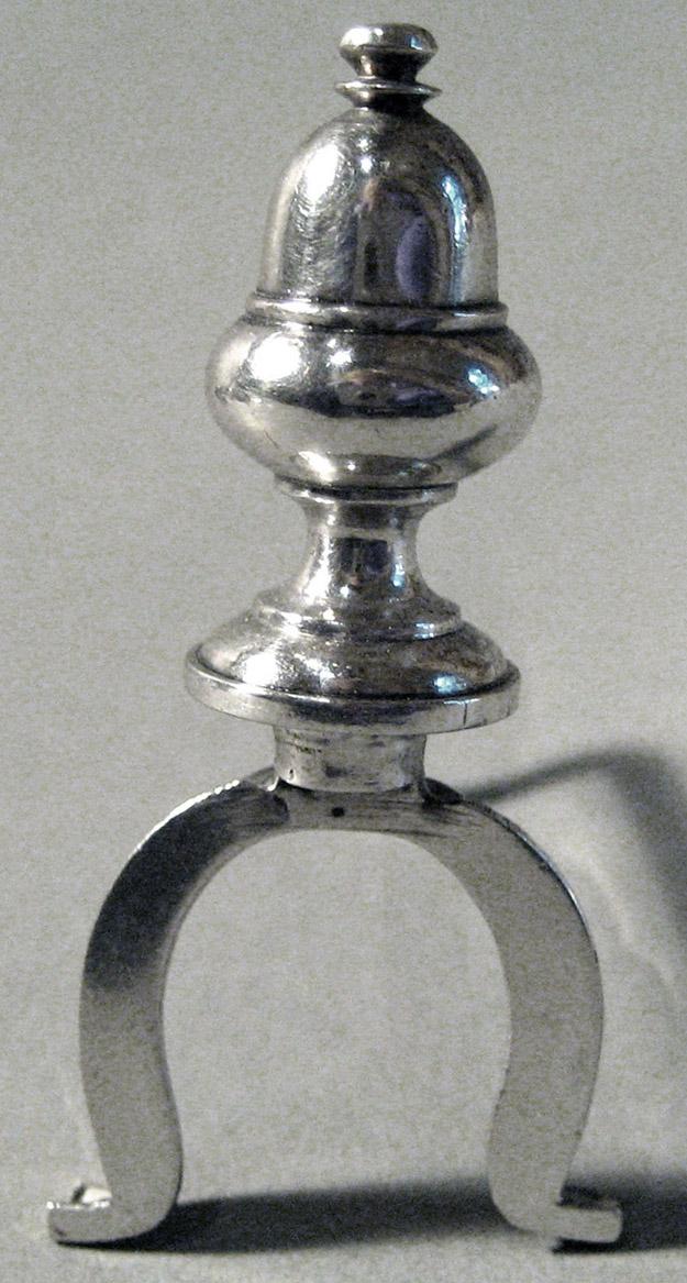 1955.0136.066 B Silver and Iron Andiron front view