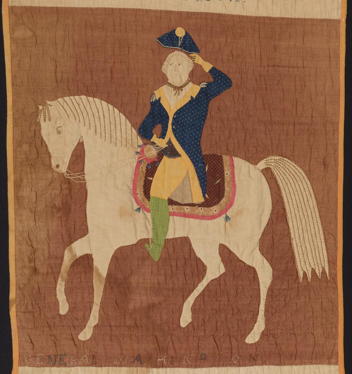 1963.0505.002 Quilt fragment, detail, General Washington
