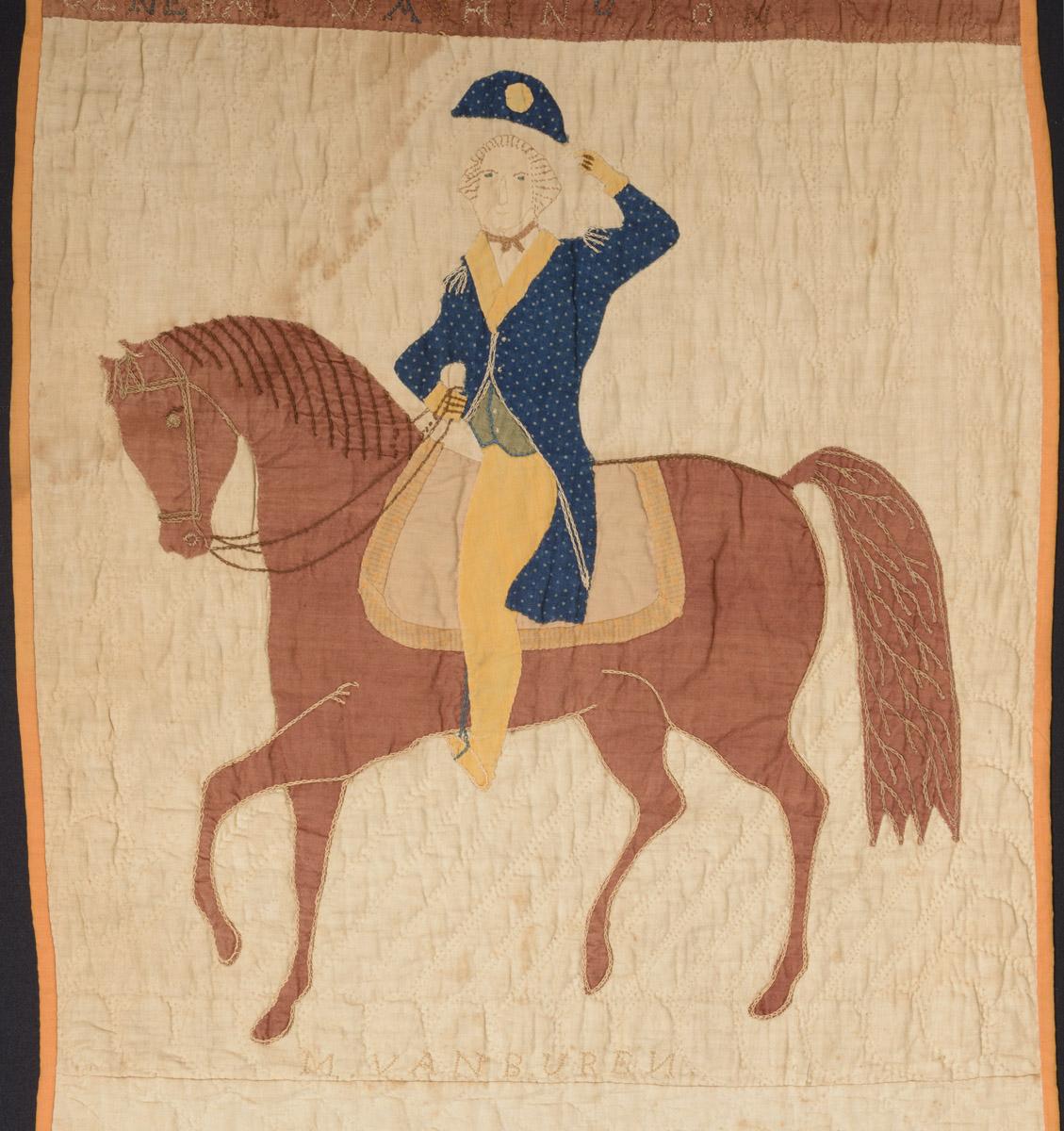 1963.0505.002 Quilt fragment, detail, M. Van Buren
