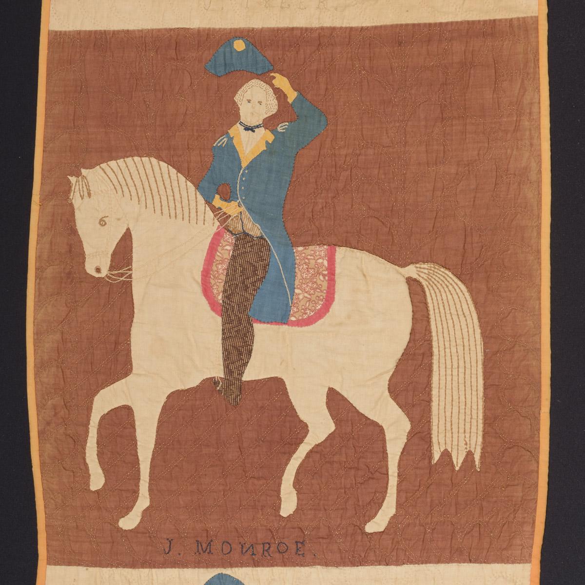 1963.0505.003 Quilt fragment, detail, J. Monroe