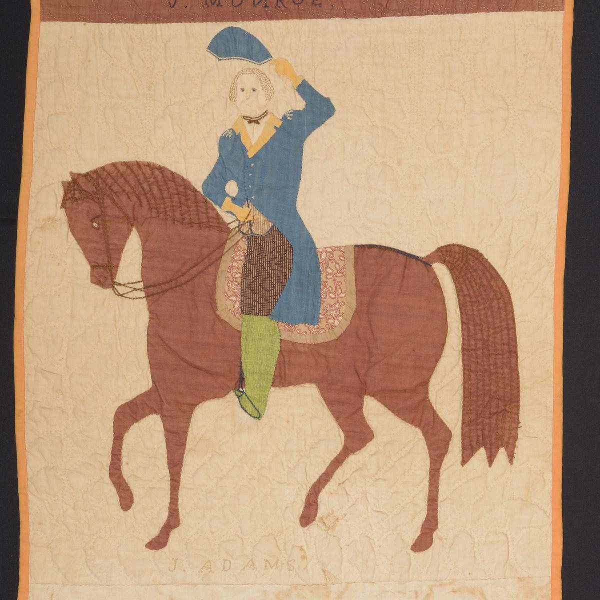 1963.0505.003 Quilt fragment, detail, J. Adams