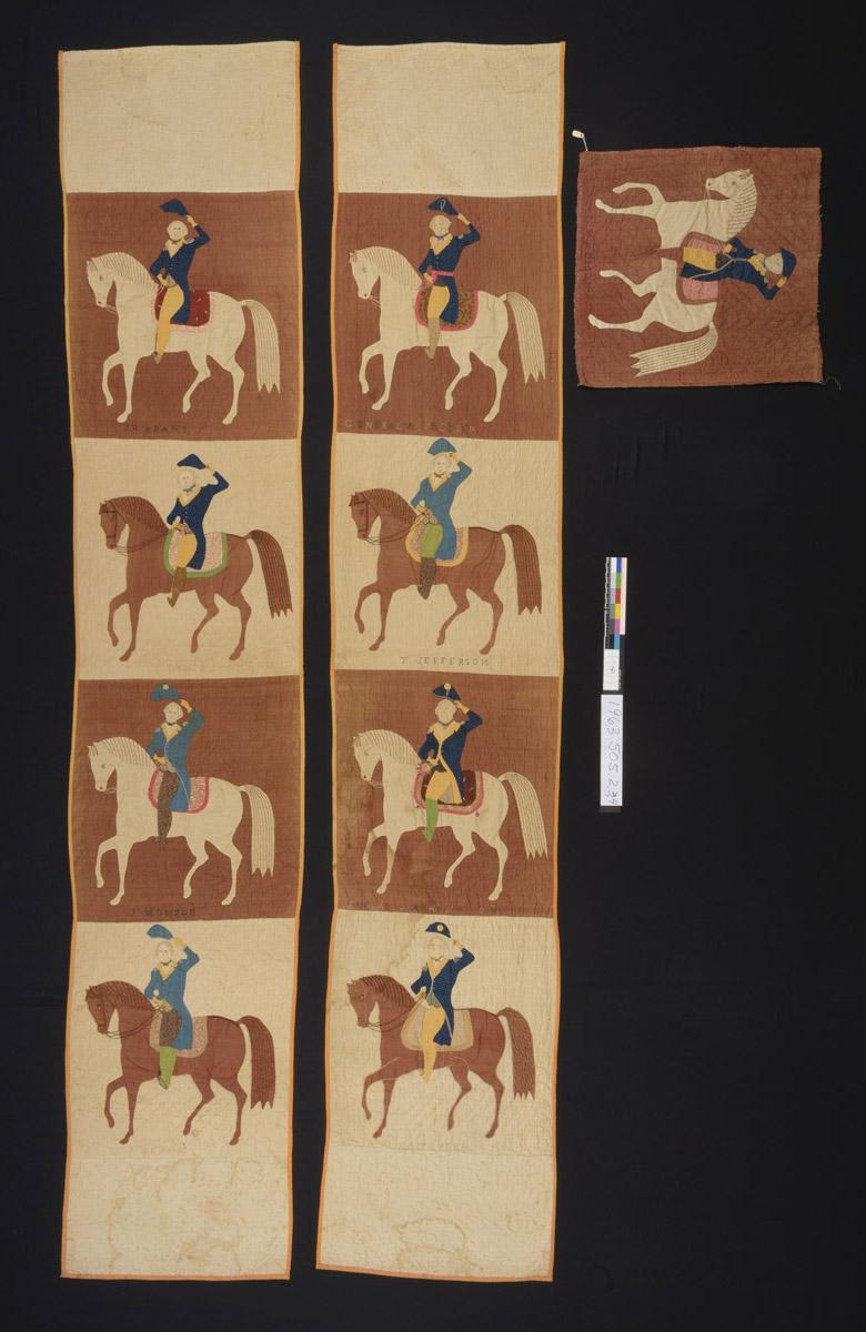 1963.0505.002 Quilt fragment, .003 Quilt fragment, .004 Quilt fragment, vertical view