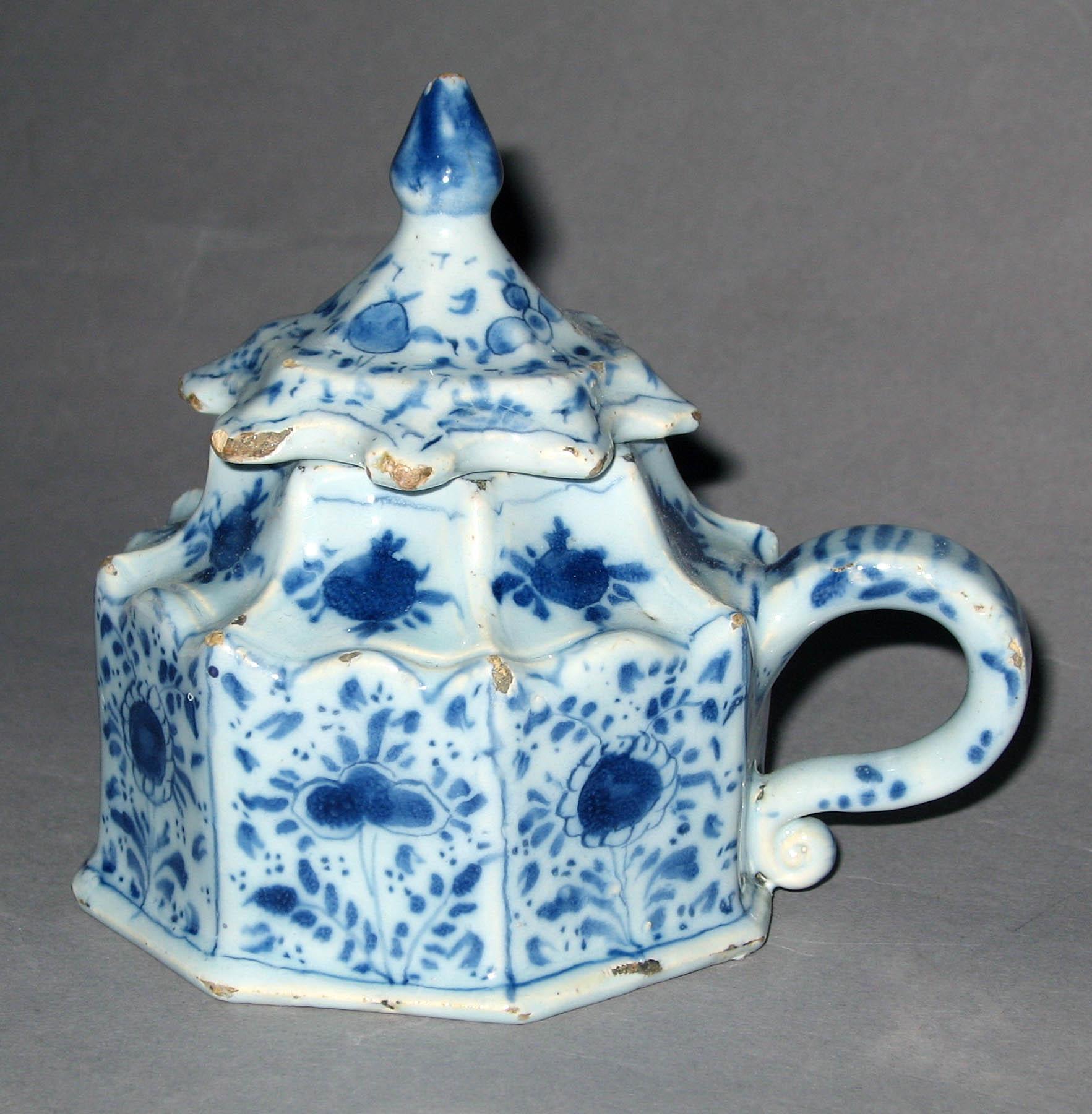 1963.0574 A, B Tin-glazed earthenware cream pot