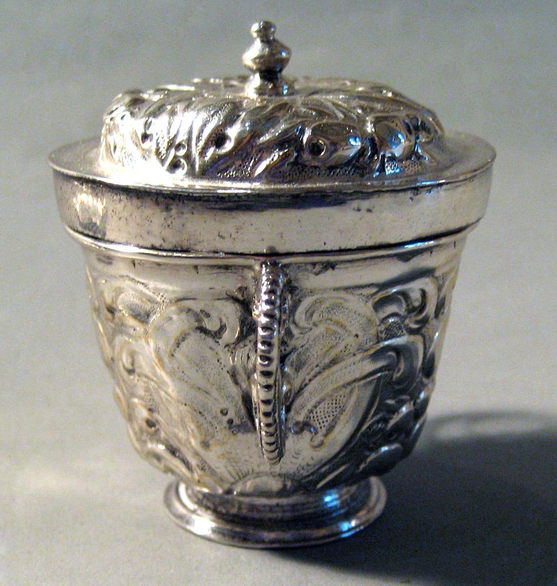 1955.0136.078 A, B Silver Cup and Cover side view