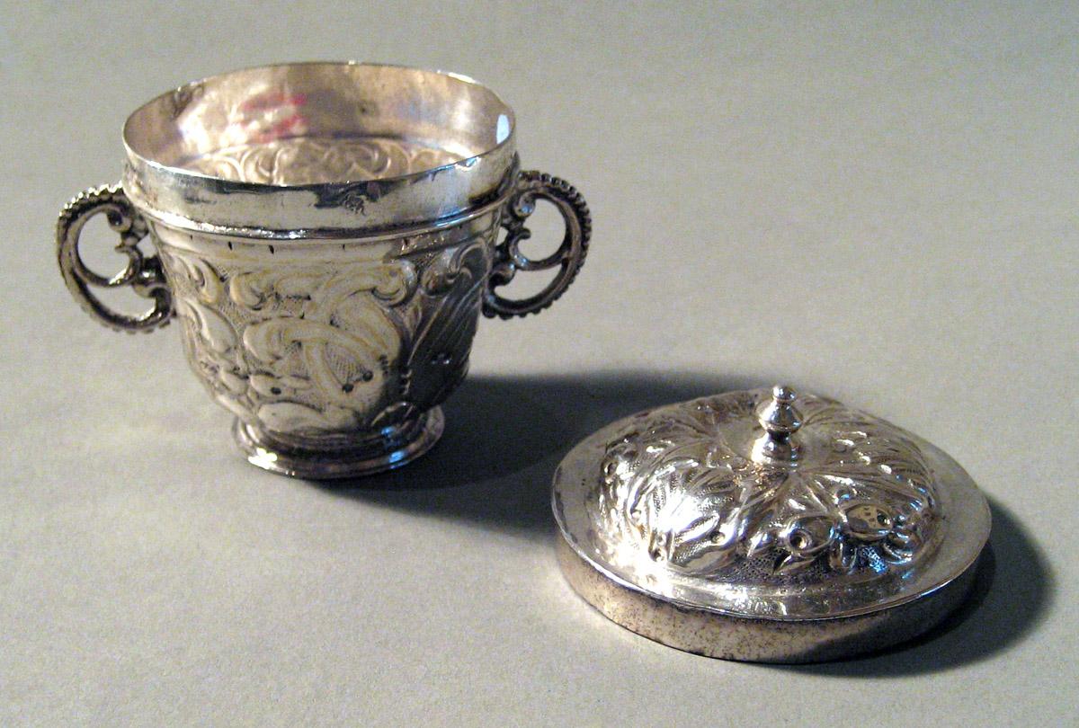 1955.0136.078 A, B Silver Cup and Cover open