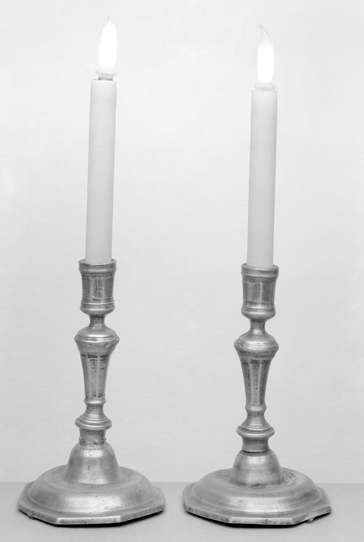 1963.0628.001, .002 Pewter candlesticks