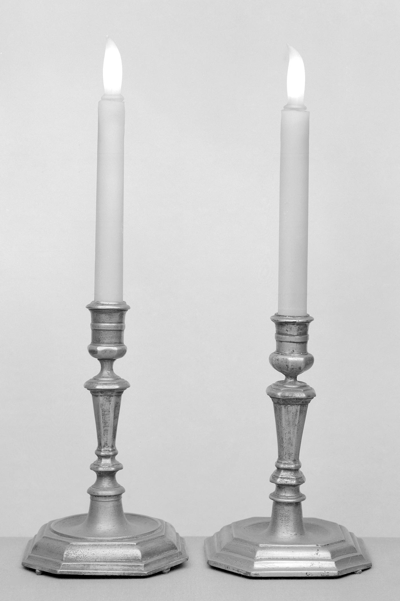 1963.0629, .0630 Pewter candlesticks