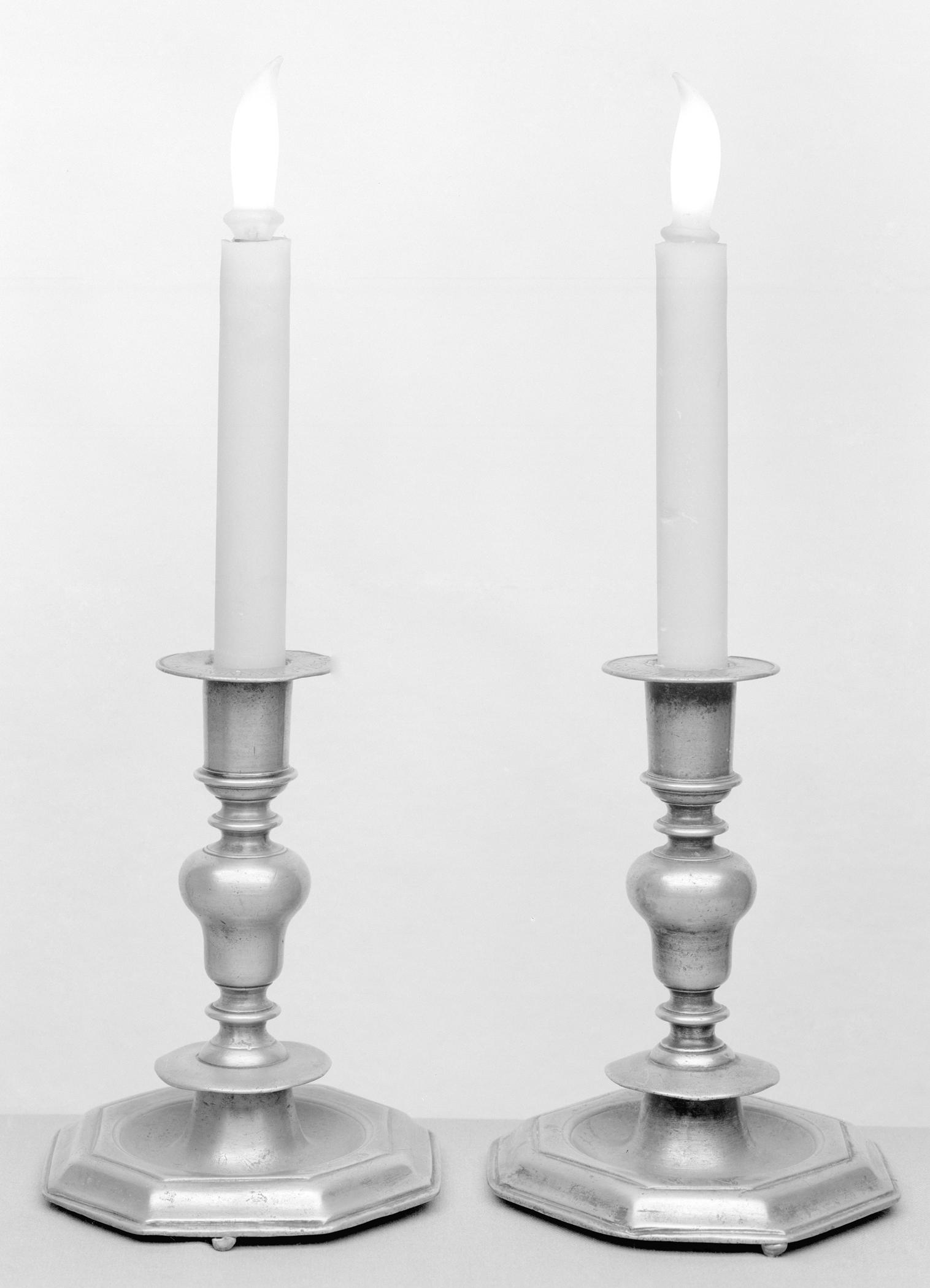 1963.0631.001, .002 Pewter candlesticks