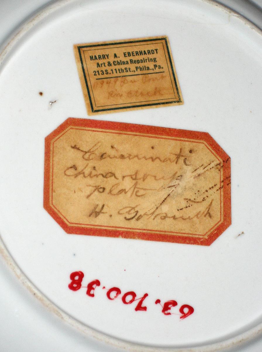 1963.0700.038 Soup plate or bowl, label detail