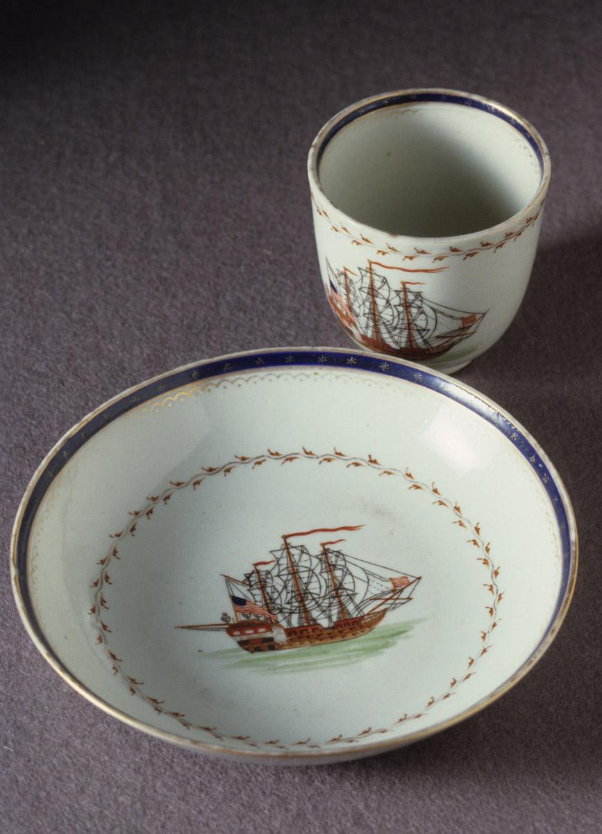 1963.0714.001 A, B Coffee cup and saucer, view 2