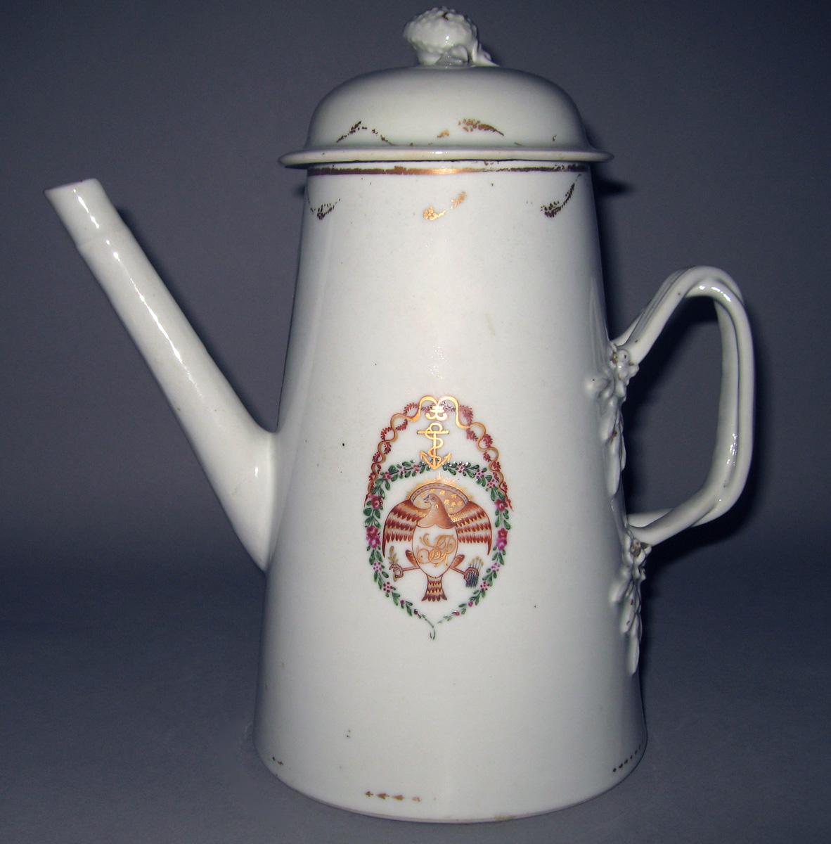1963.0734.002 A, B Porcelain Coffee Pot side 1