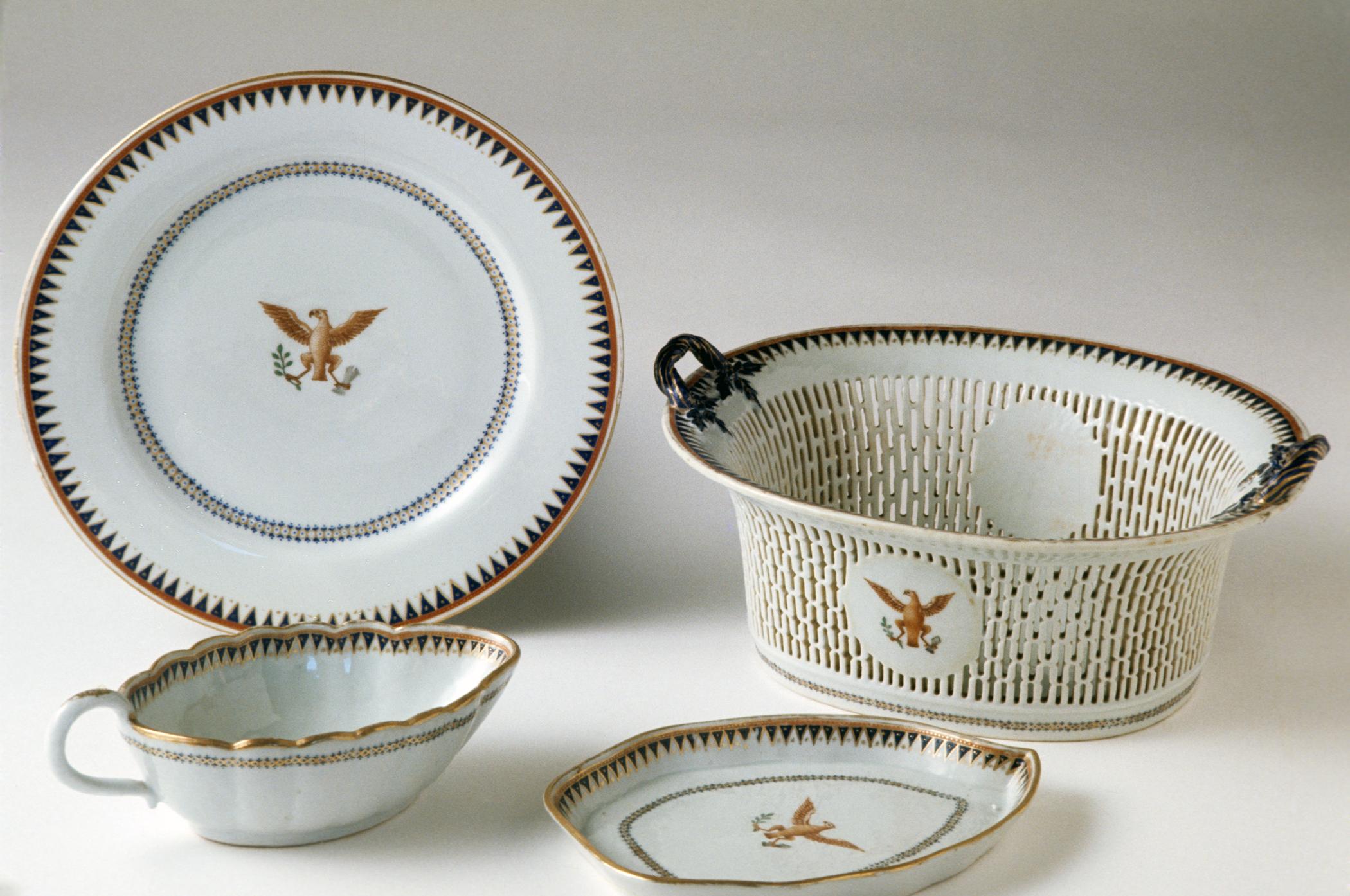 1963.0864.011, .013, .017, .380 Basket, Tray, Plate, Sauce boat