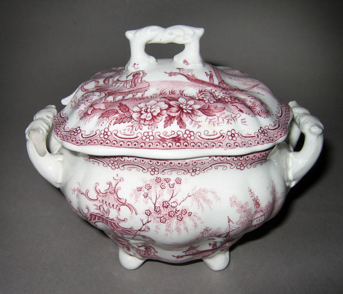 1955.0136.169 A, B Miniature purple transfer tureen
