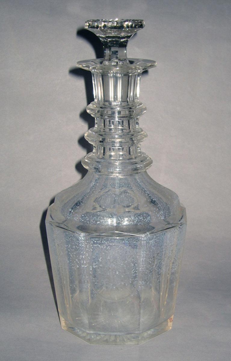 1963.0935.001 A, B Colorless glass decanter