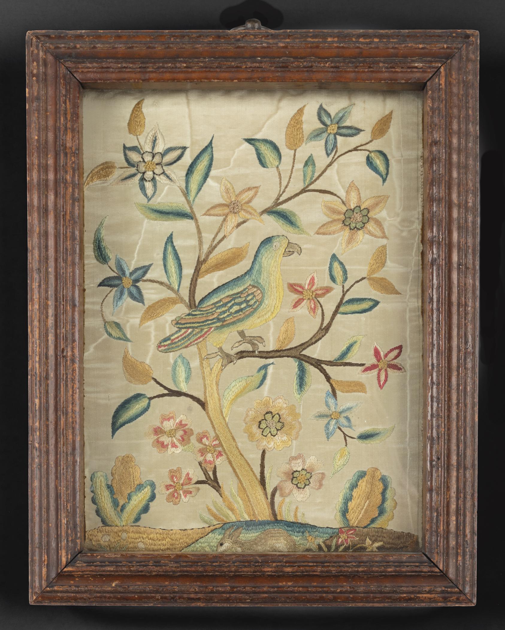 1964.0120.002 A Needlework picture, B Frame, C Glass, view 1