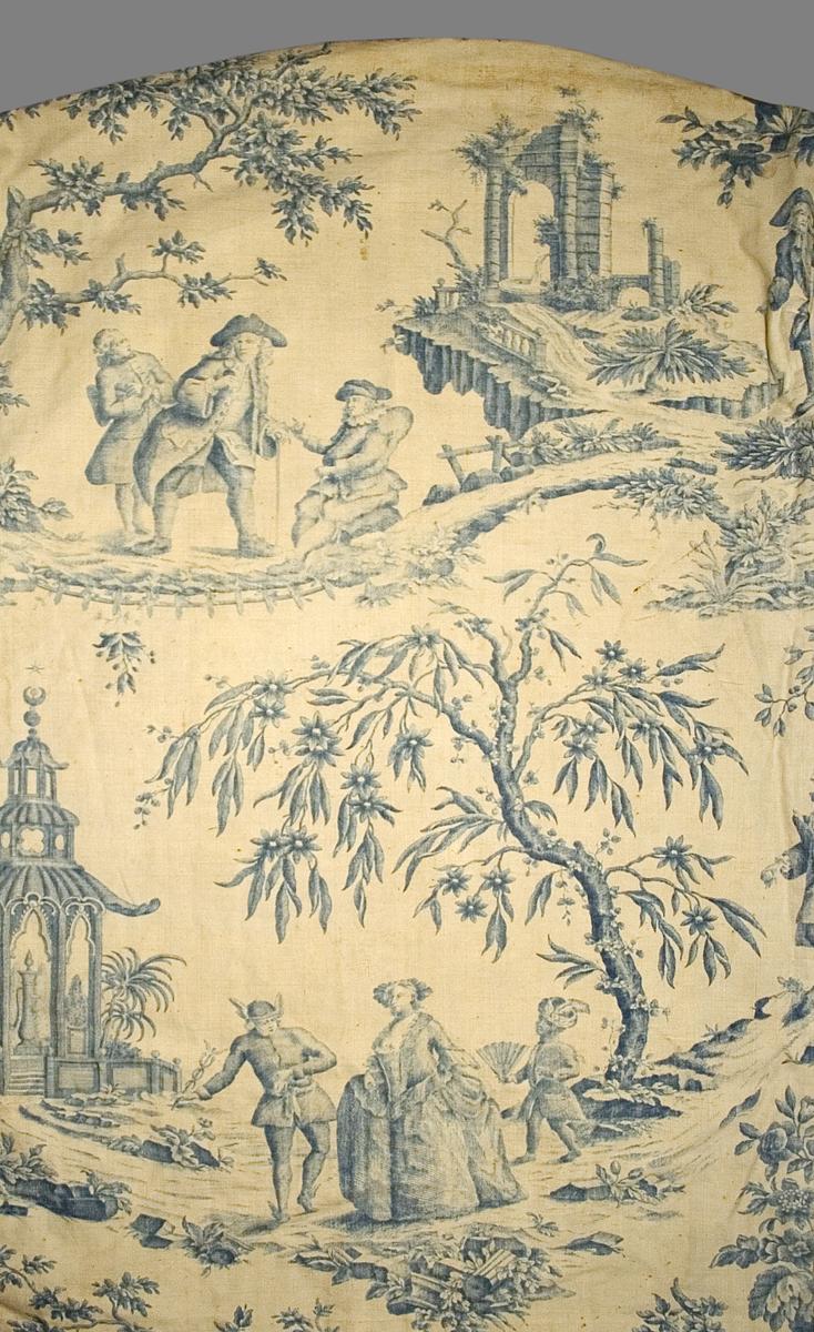 T51 textile, printed design repeat blue